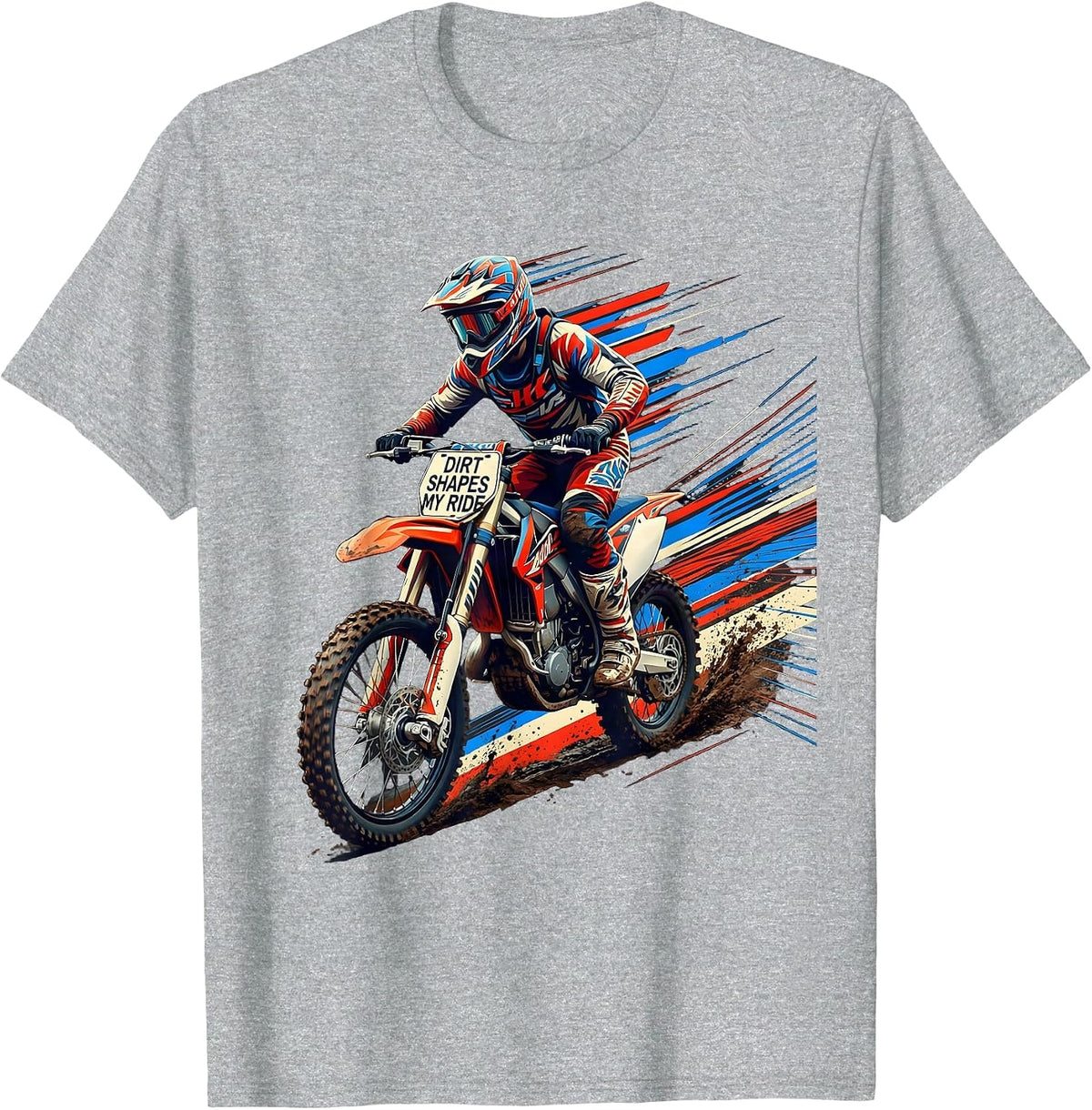 Men's Dirt Shapes My Ride Futurist Dynamism Motocross Dirt Bike T-Shirt - Heather Grey