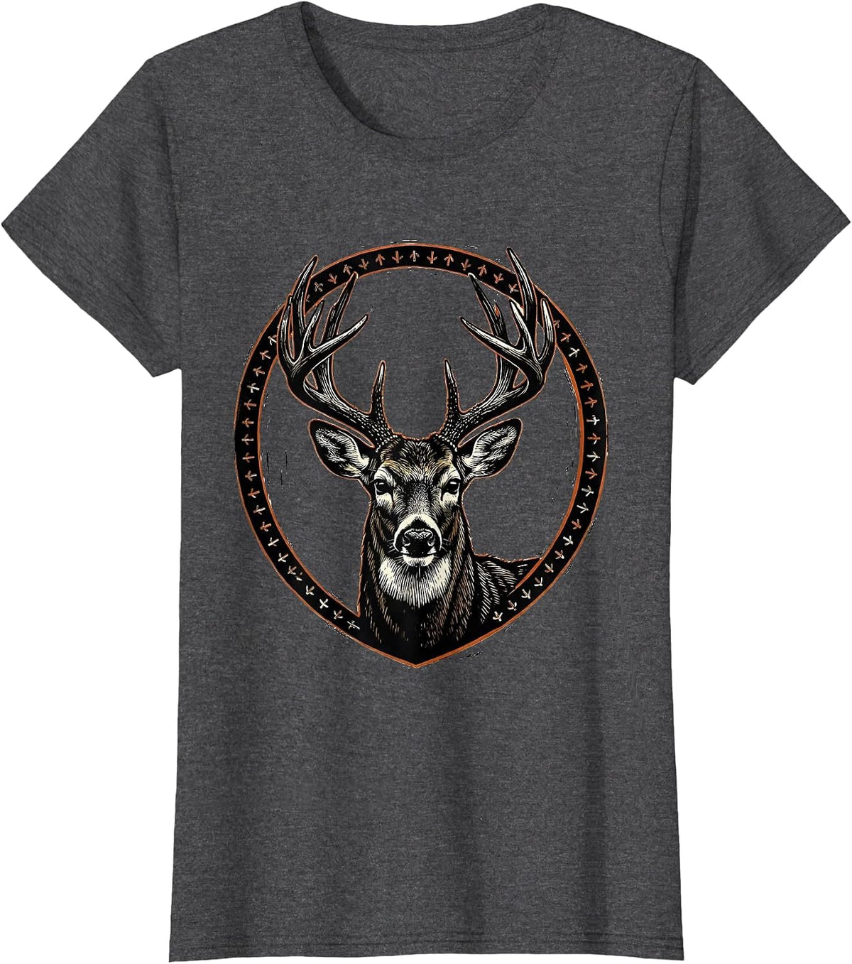 Women's Whitetail Antler Shield Funny Deer Hunter Dad Gift T-Shirt - Dark Heather Grey