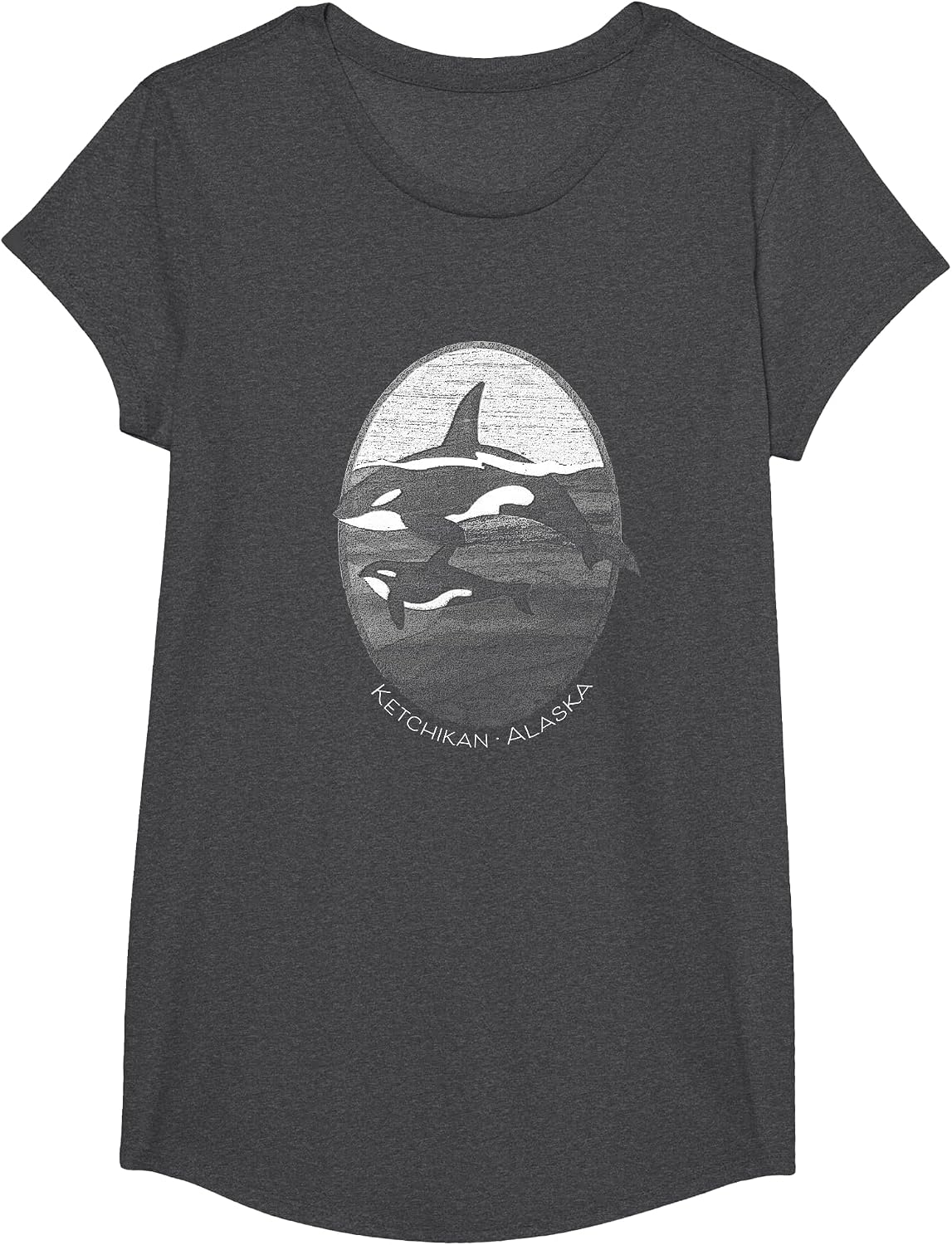 Ketchikan Alaska Orca Whale Graphic Souvenir T-Shirt - Girls Dark Heather Grey