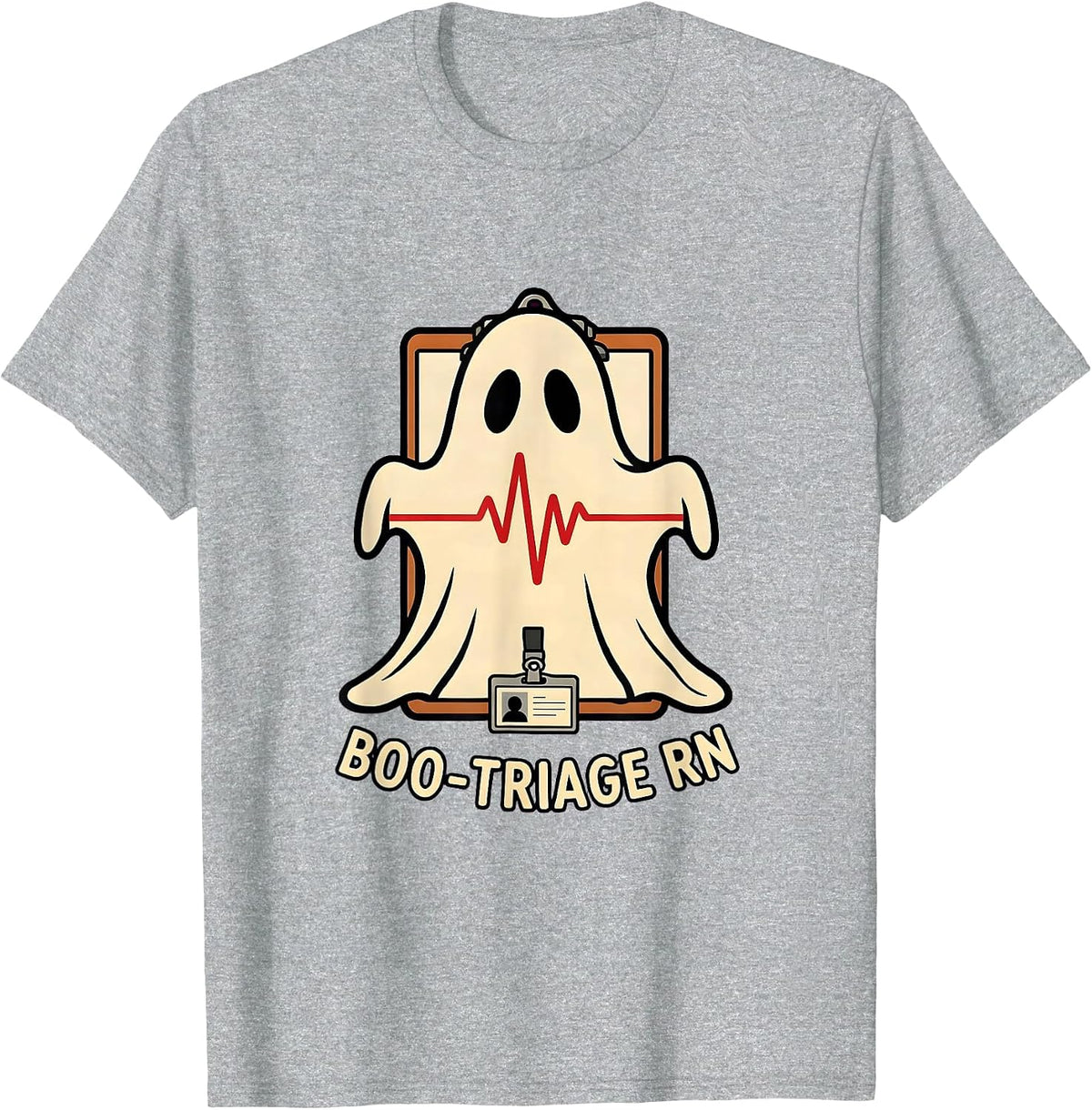 Men's Boo-Triage RN Funny Halloween Nurse Medical Humor T-Shirt - Heather Grey