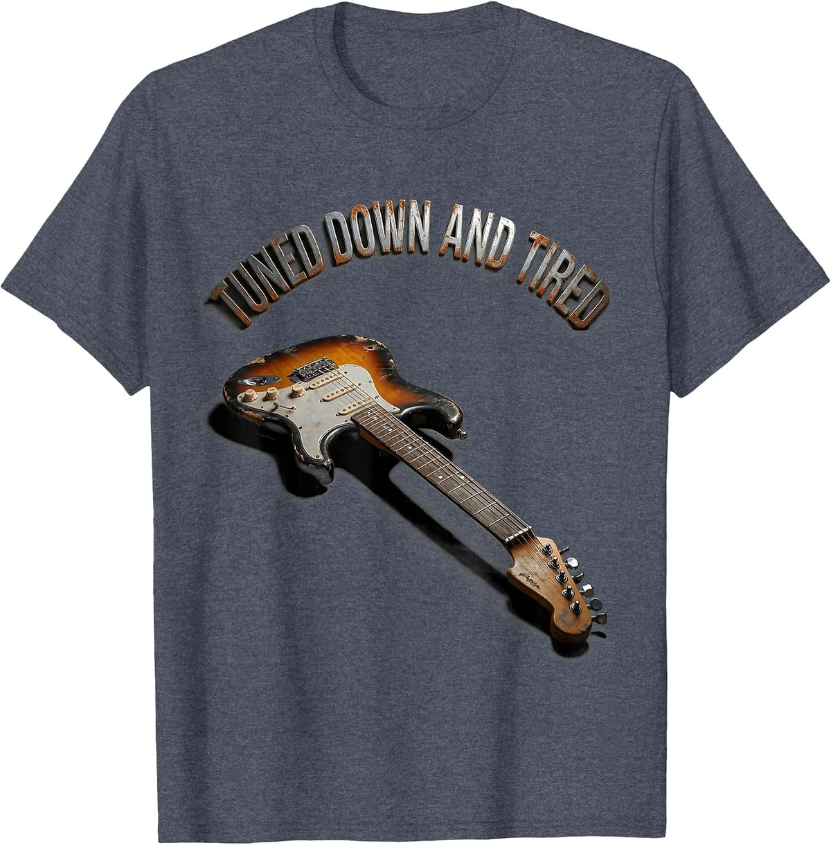 Tuned Down and Tired Grunge Music Design T-Shirt - Heather Blue