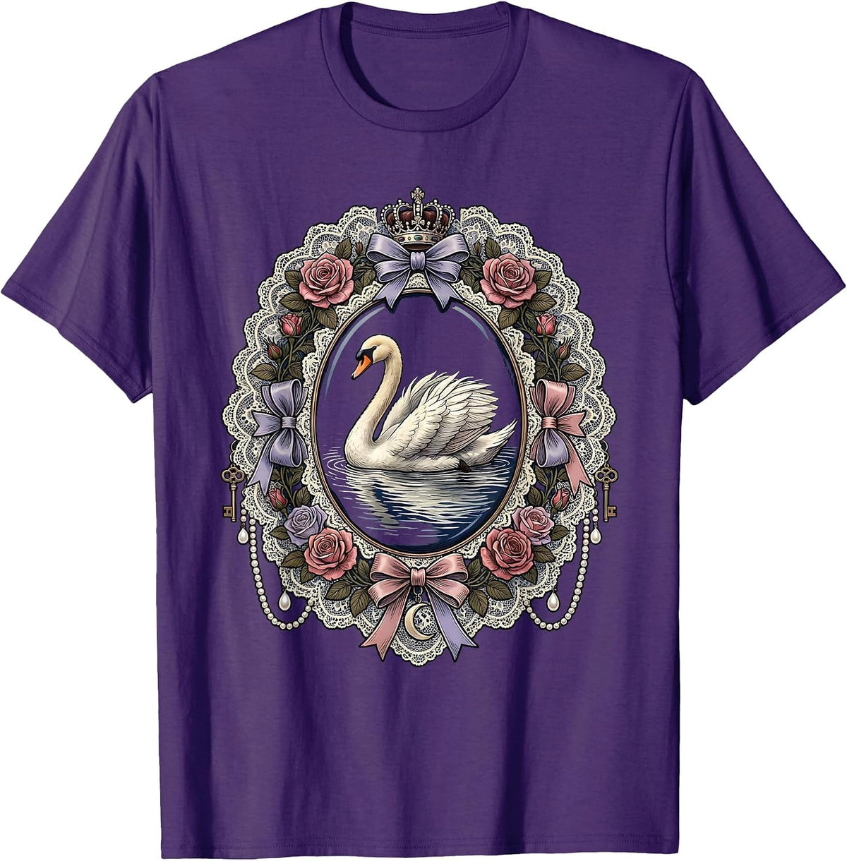 Men's Gigi Swan Moonlit Water Illustration T-Shirt - Purple