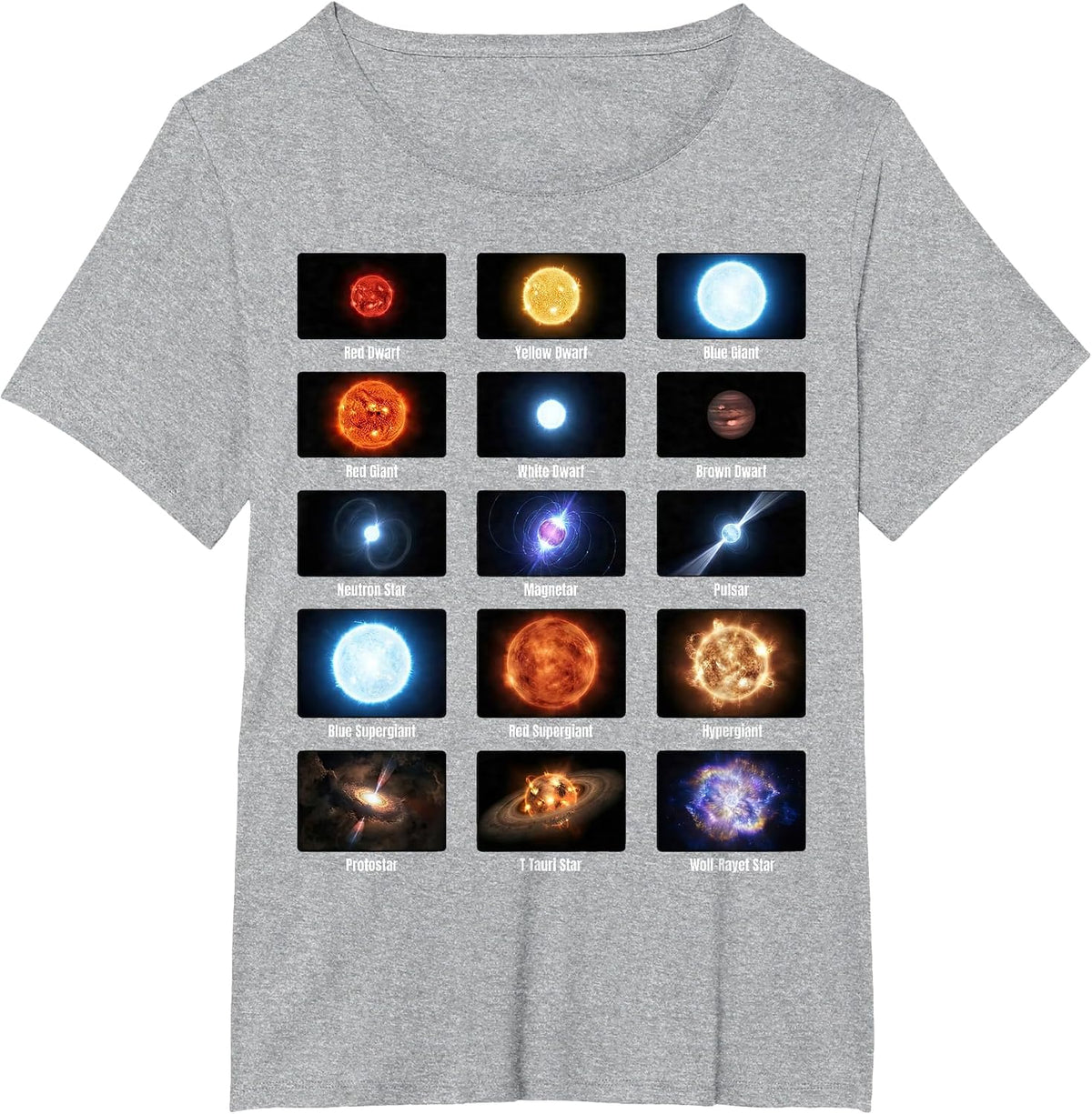 Types of Stars Astronomy Chart Stellar Objects Educational T-Shirt - Heather Grey