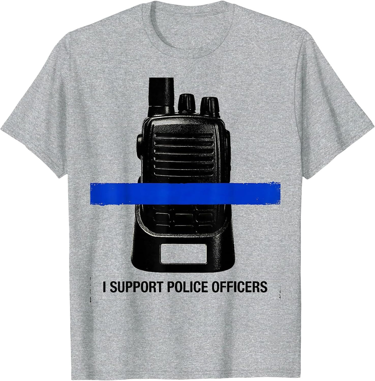 Men's I Support Police Officers Thin Blue Line Police Support T-Shirt - Heather Grey