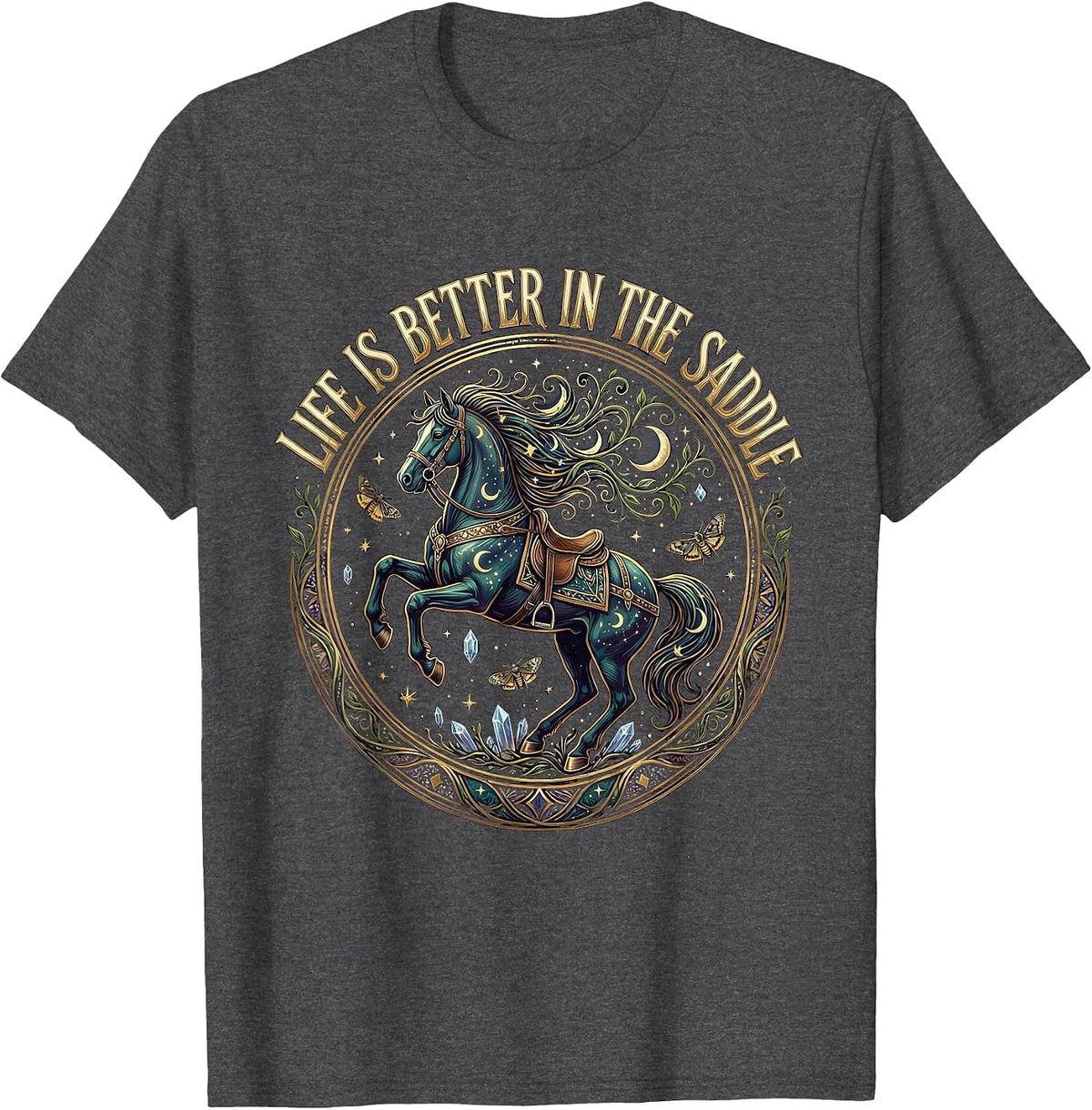 Men's Life Is Better In The Saddle Horse Riding Design T-Shirt - Dark Heather Grey
