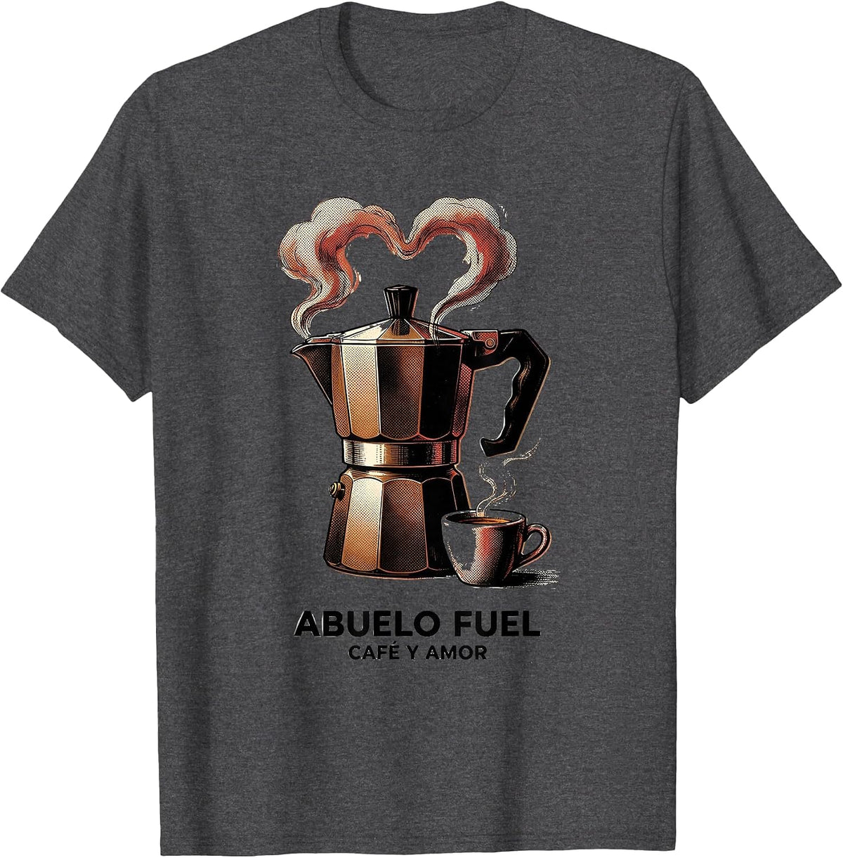 Abuelo Fuel Cafe y Amor Grandpa Design T-Shirt - Dark Heather Grey