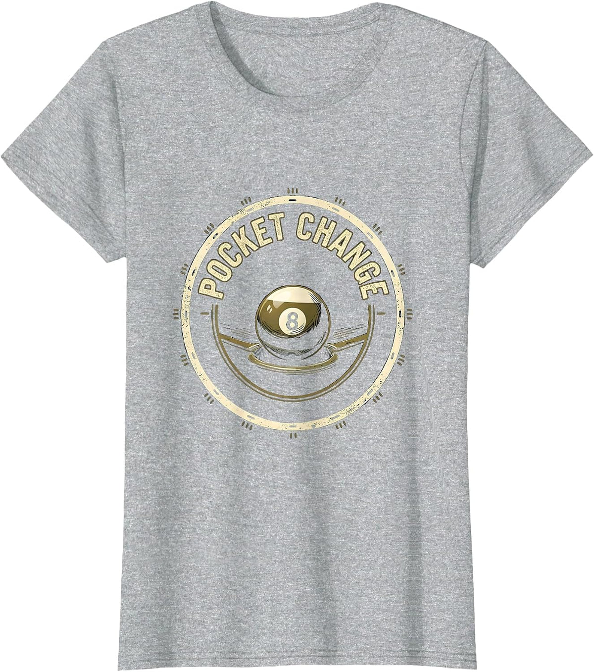 Women's Pocket Change Emblem Funny Billiards Pool Player Humor T-Shirt - Heather Grey