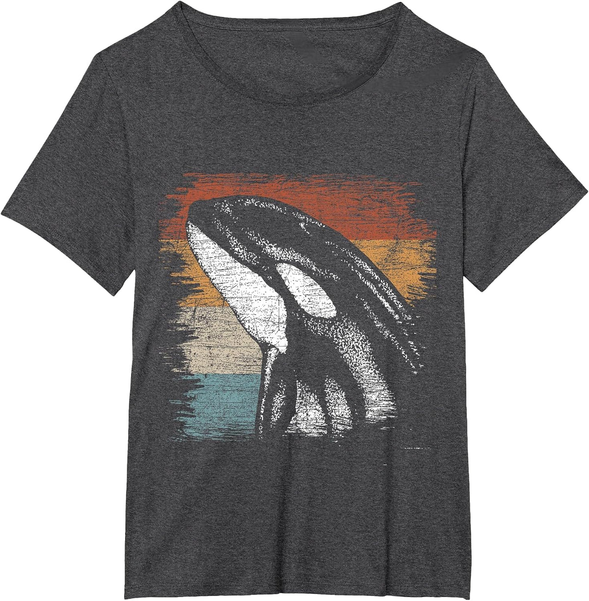 Retro Killer Whale T-Shirt - Dark Heather Grey