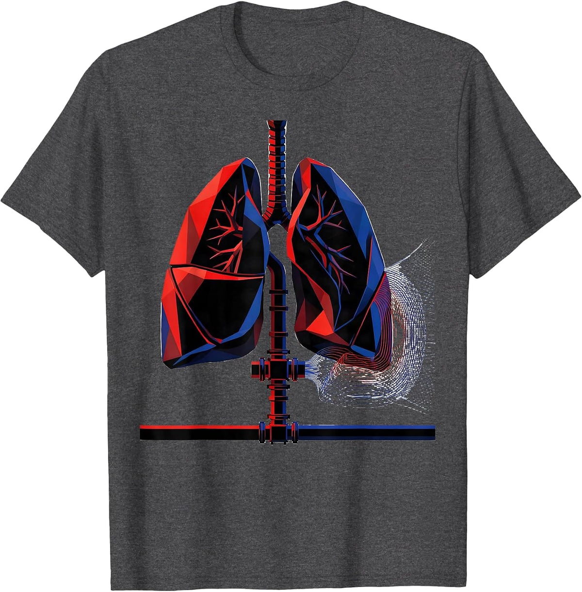 Geometric Lung Lobes Respiratory Therapist RT Pride T-Shirt - Dark Heather Grey