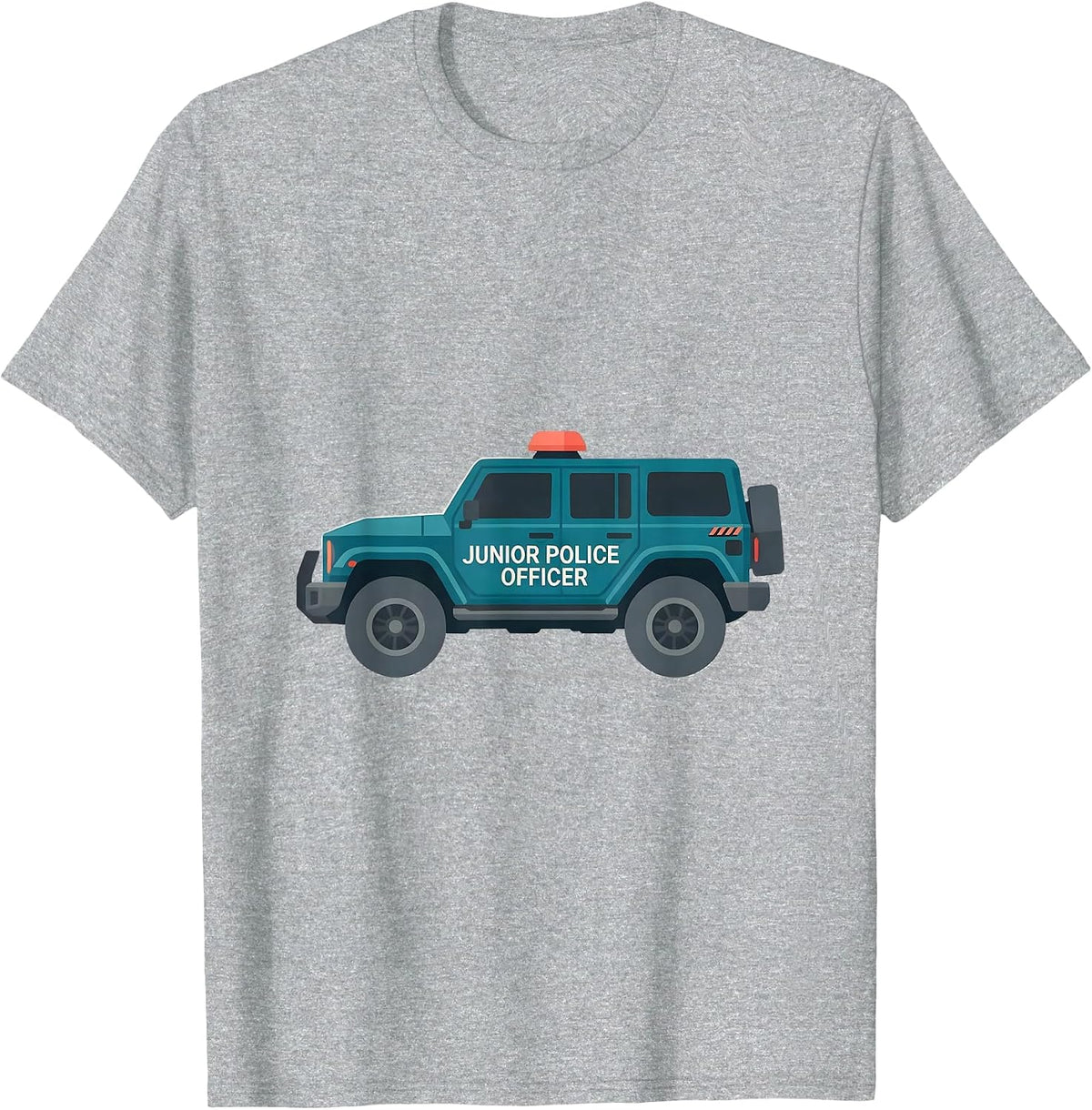 Men's JUNIOR POLICE OFFICER Flat Vector Kids Police Costume T-Shirt - Heather Grey