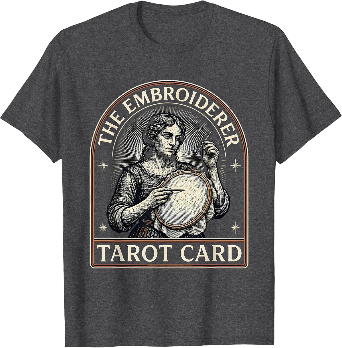 The Embroiderer Tarot Card Funny Embroidery Hobby Gift T-Shirt - Dark Heather Grey