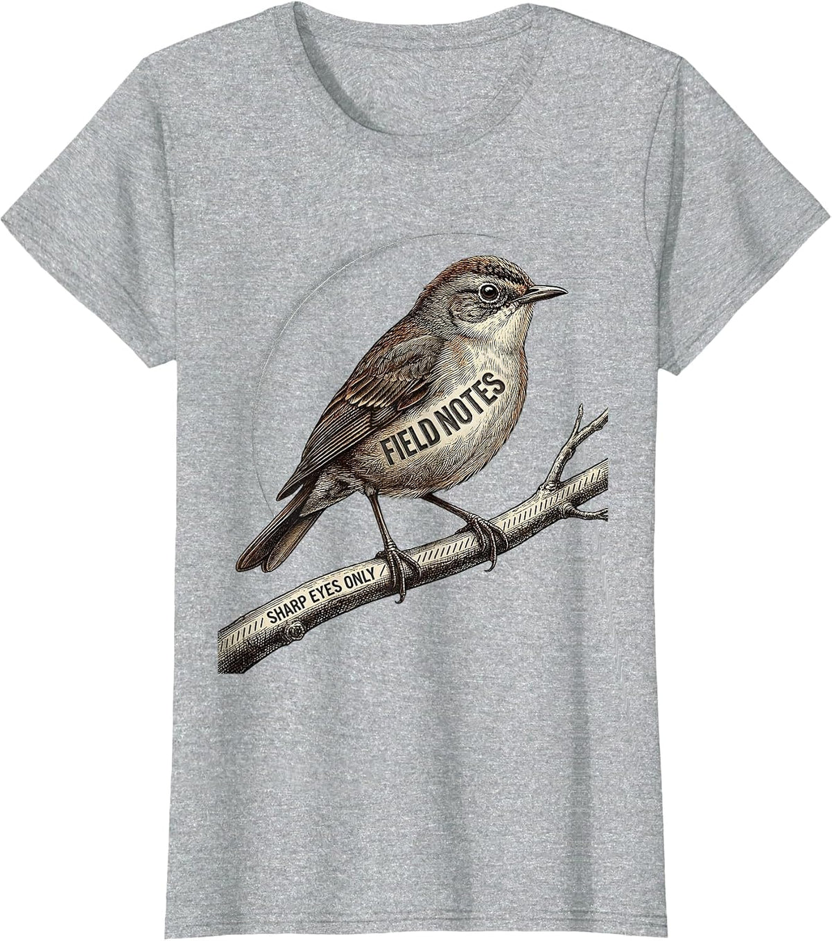 Field Notes Sharp Eyes Only Funny Birdwatching Bird Lover T-Shirt - Heather Grey