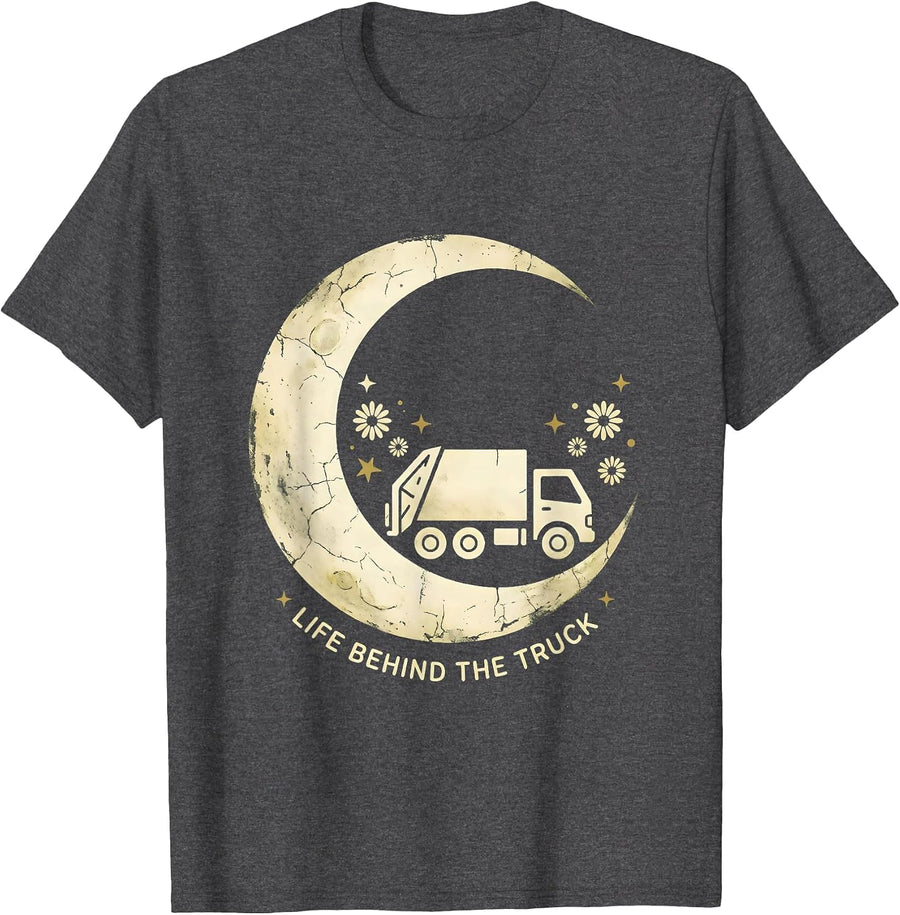 Men's Life Behind the Truck Trash Truck Design T-Shirt - Dark Heather Grey