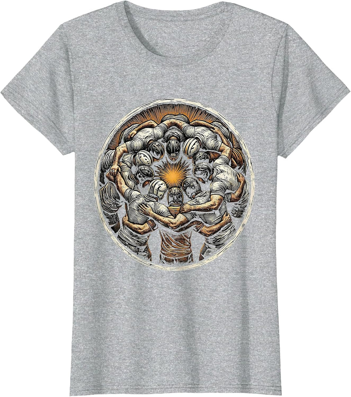 Rugby Huddle Before Kickoff Graphic Tee T-Shirt - Heather Grey
