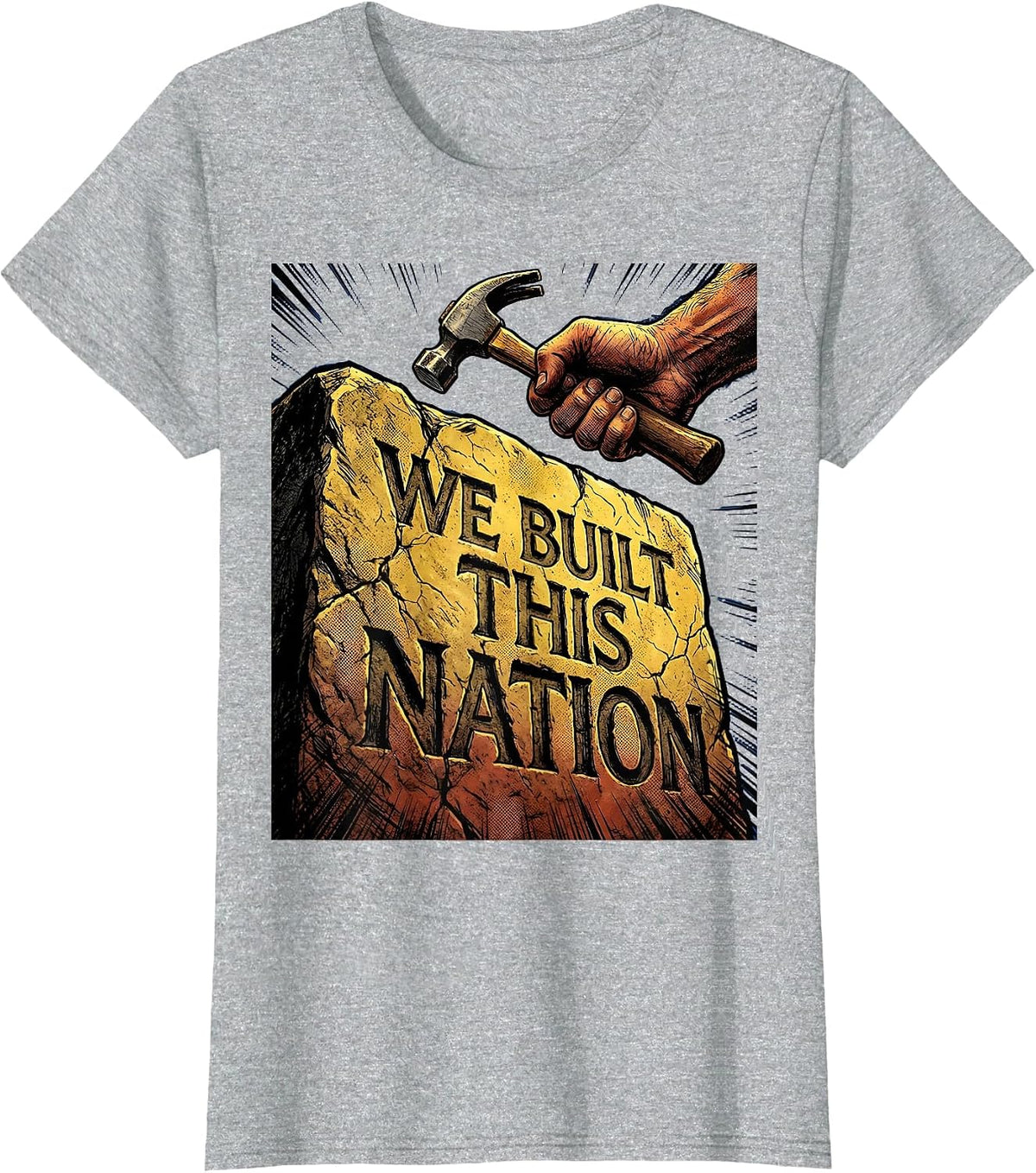 Women's We Built This Nation Patriotic Graphic Design T-Shirt - Heather Grey
