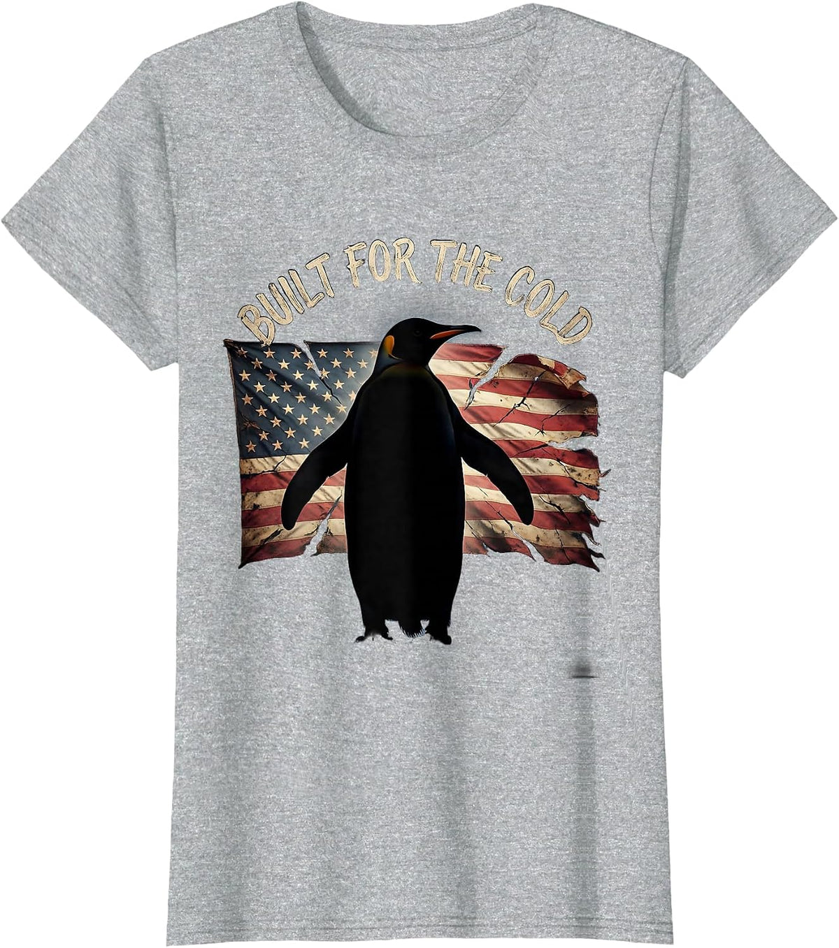 Built for the Cold Penguin Graphic Design T-Shirt - Heather Grey