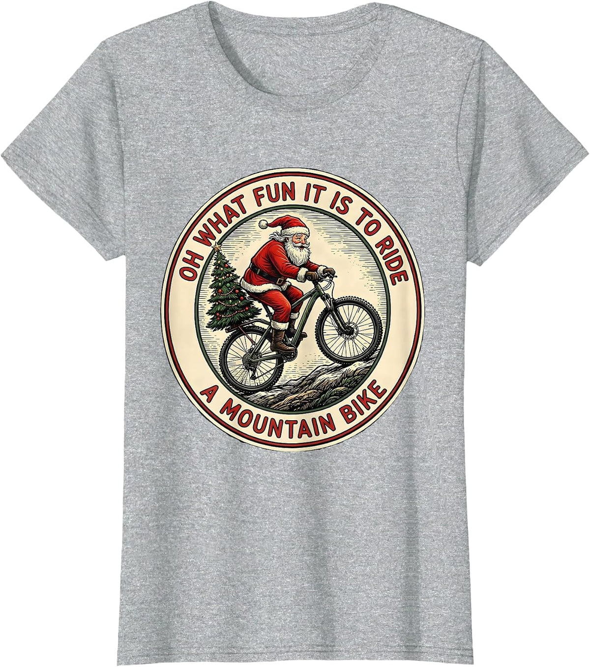 Women's Oh What Fun It Is To Ride A Mountain Bike Biker T-Shirt - Heather Grey