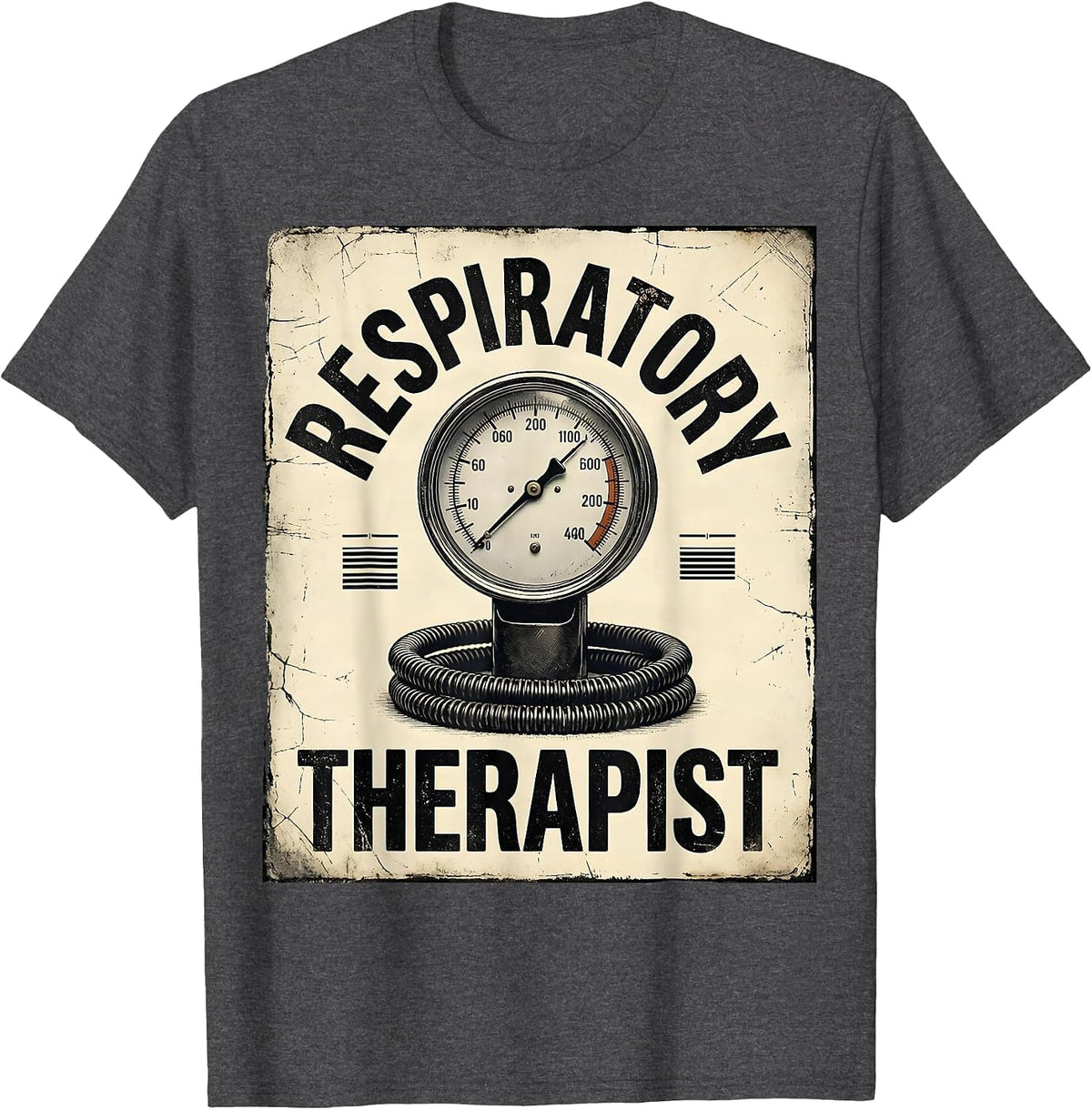 Respiratory Therapist Distressed RT Profession Pride T-Shirt - Dark Heather Grey