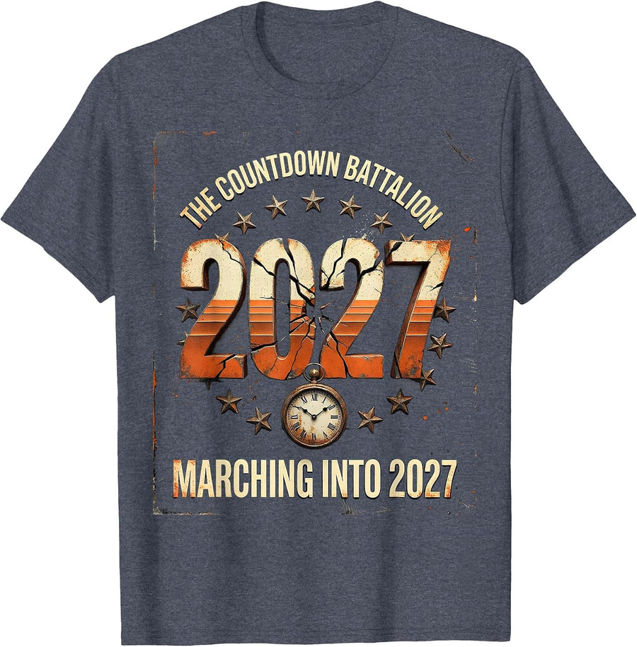 The Countdown Battalion Marching Into 2027 Family Matching T-Shirt - Heather Blue