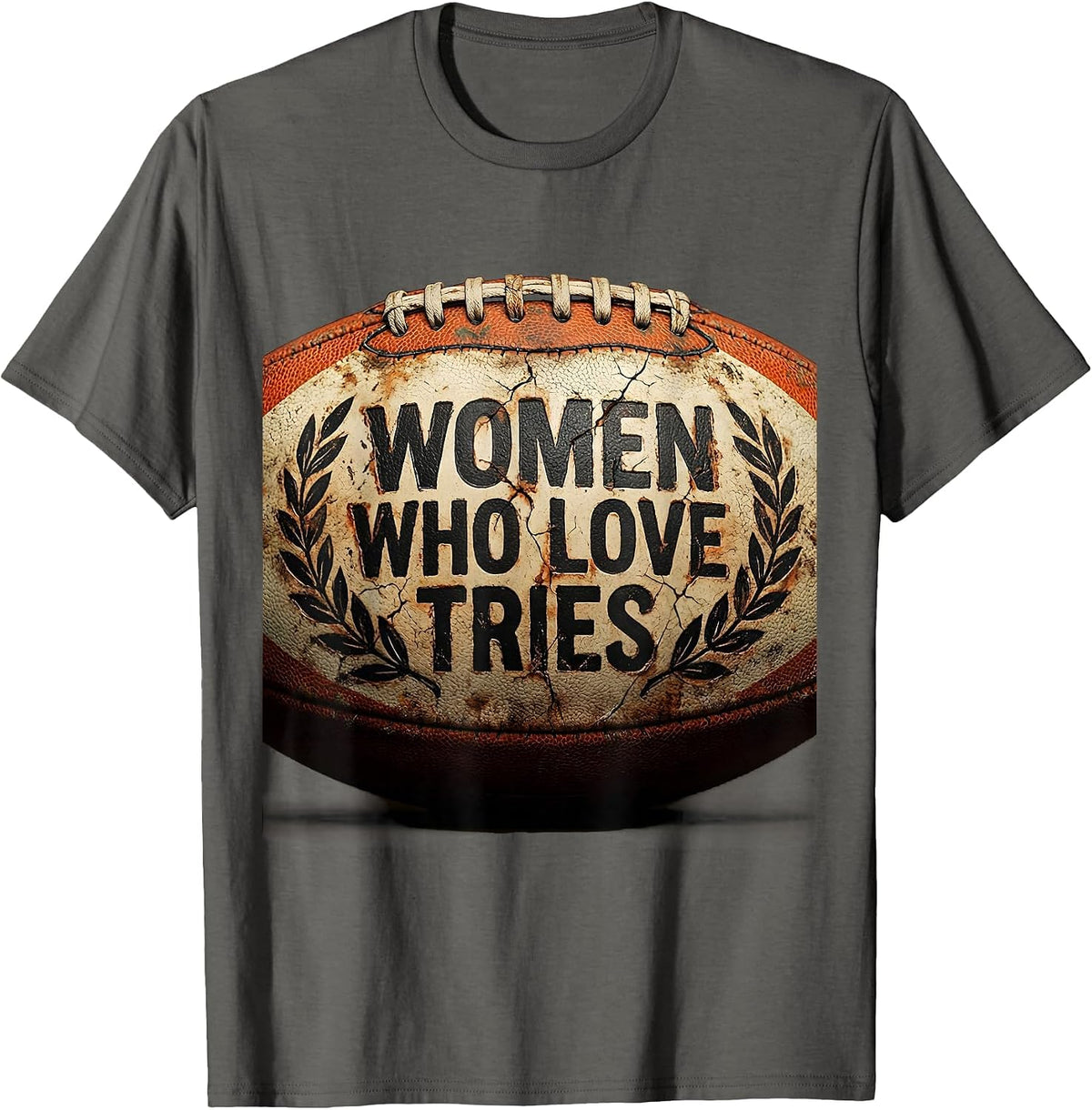 Women Who Love Tries Rugby Fan Design T-Shirt - Asphalt Grey