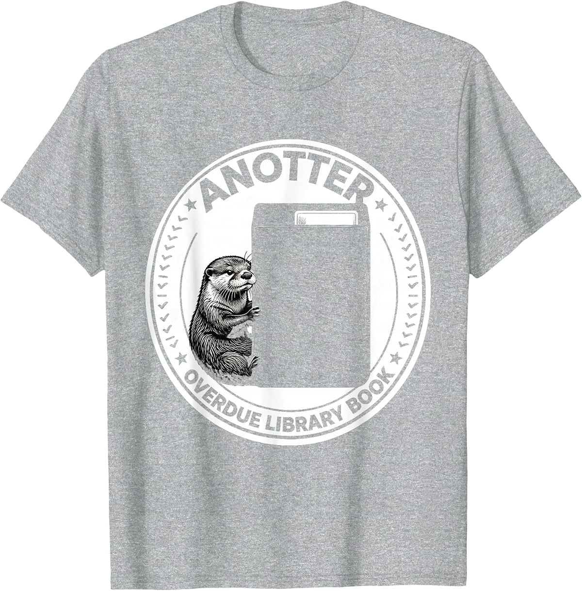 Men's Anotter Overdue Library Book Funny Otter Lover Humor Gift T-Shirt - Heather Grey