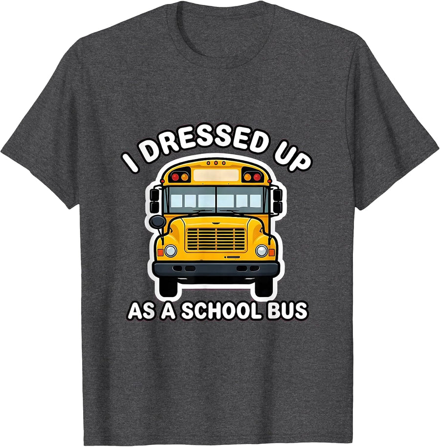 Men's I Dressed Up As A School Bus Funny Halloween Costume Novelty T-Shirt - Dark Heather Grey