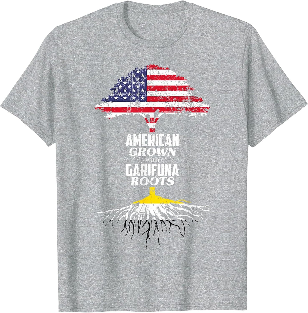 American Raised Roots Garifuna Pride T-Shirt - Heather Grey