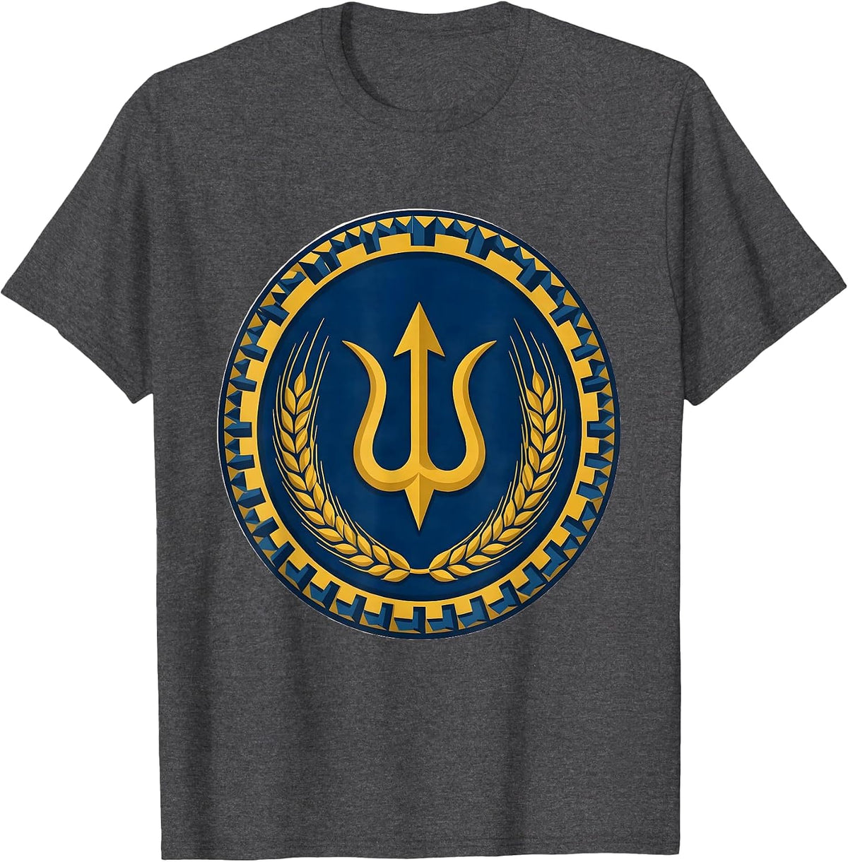 Gold Tryzub Ukrainian National Pride Solidarity T-Shirt - Dark Heather Grey
