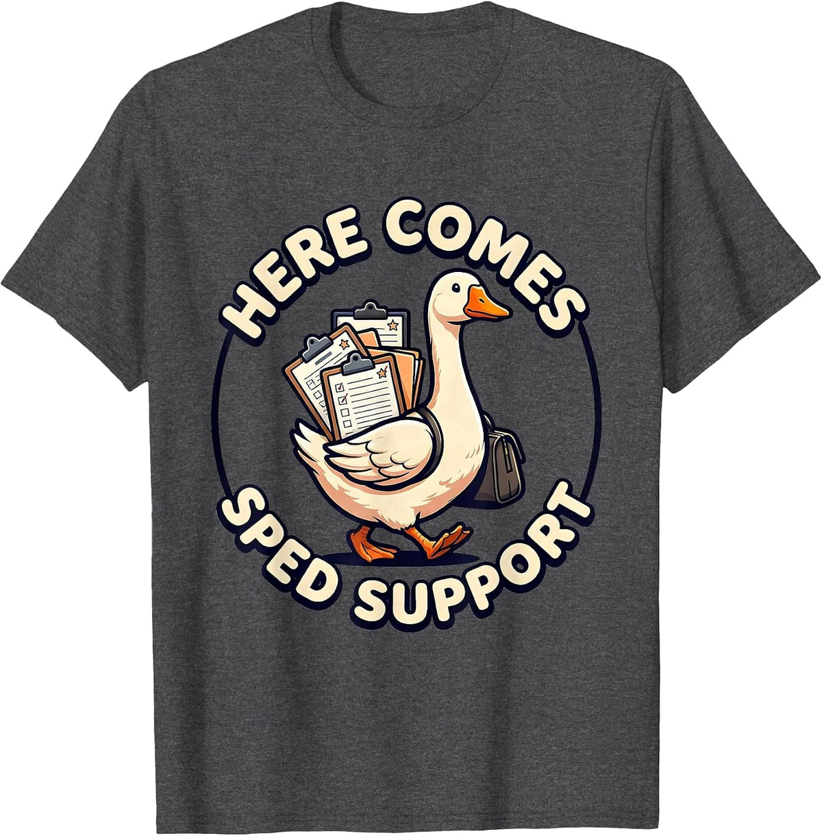 Men's Here Comes SPED Support Cute Kawaii Funny SPED Teacher T-Shirt - Dark Heather Grey