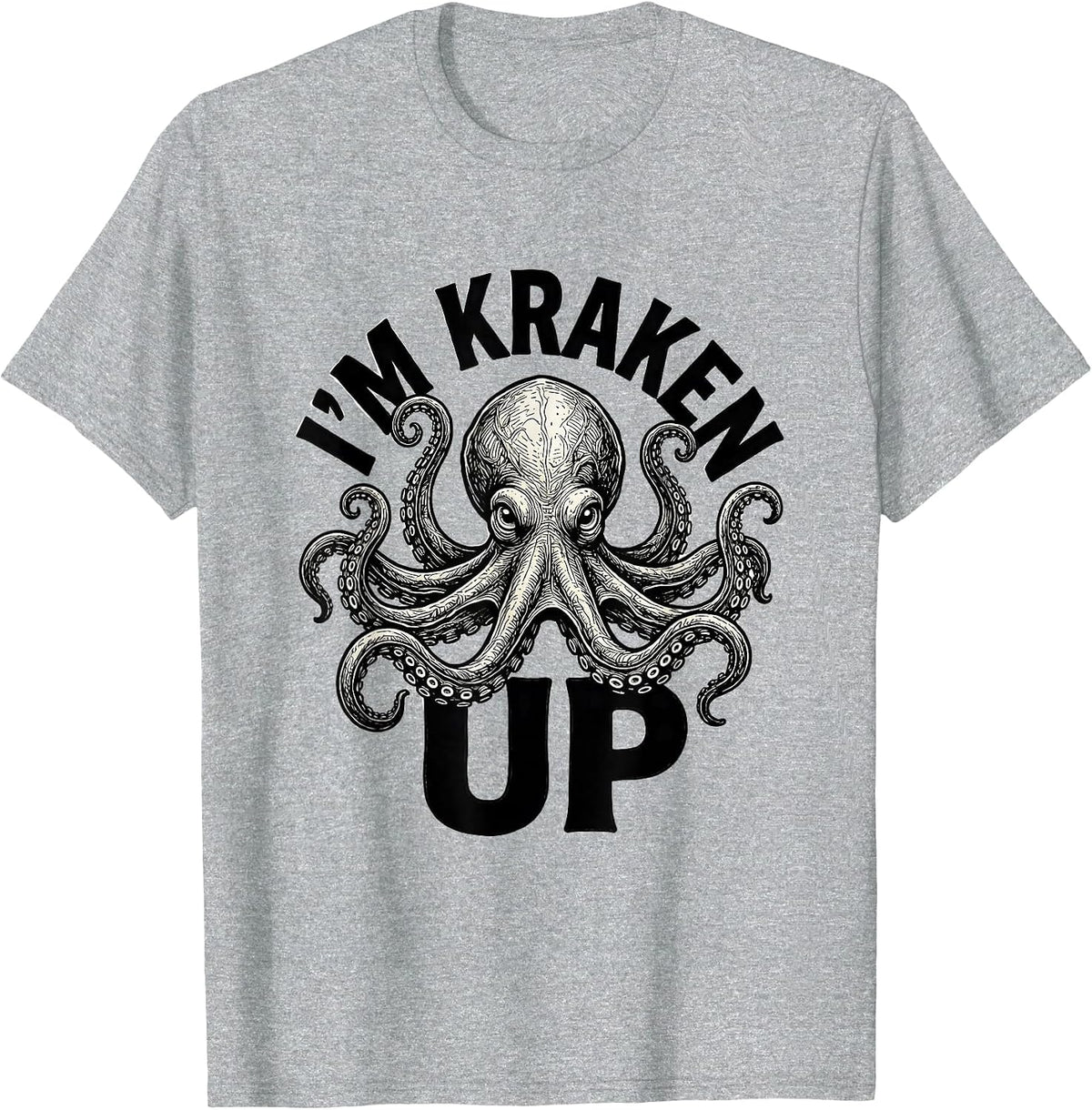 Men's I'm Kraken Up Whimsical Octopus Lover Vintage Sea Creature T-Shirt - Heather Grey