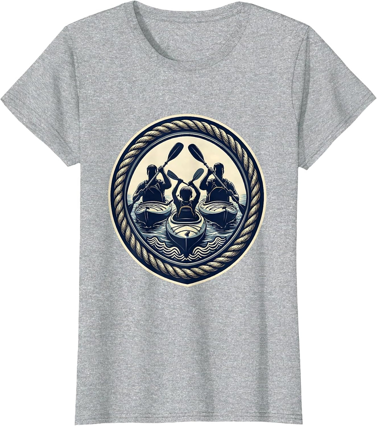 Women's Family Kayaking Adventure Graphic Tee T-Shirt - Heather Grey
