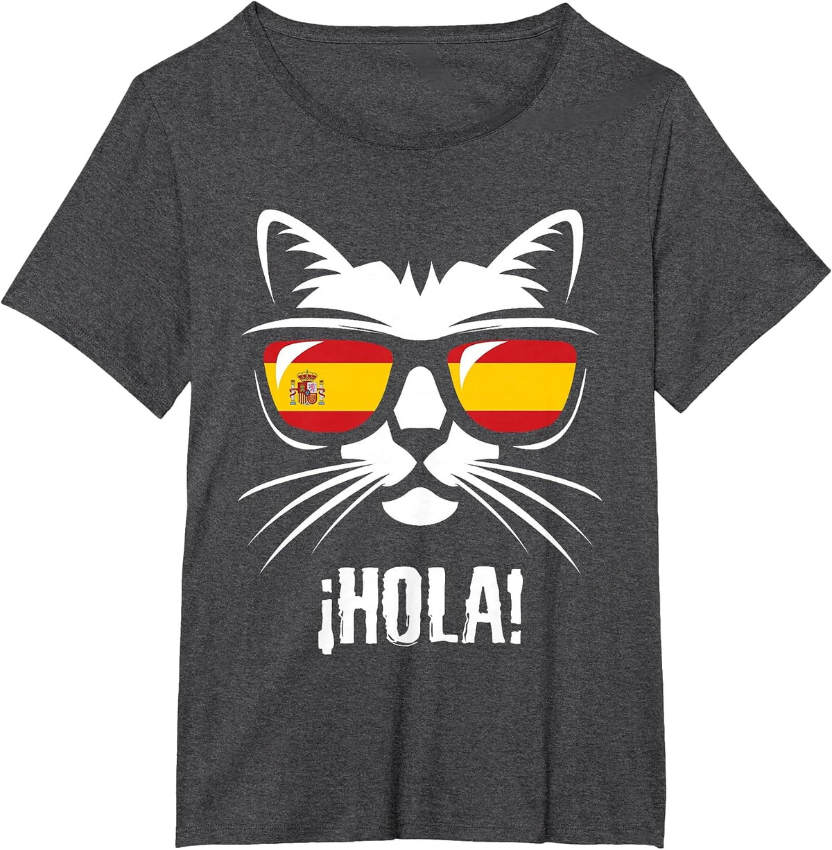 Funny Cat Spanish Flag T-Shirt - Dark Heather Grey