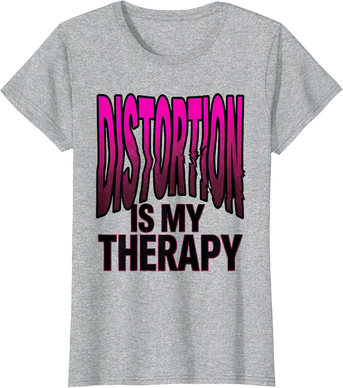 Distortion Is My Therapy Rock Music Design T-Shirt - Heather Grey