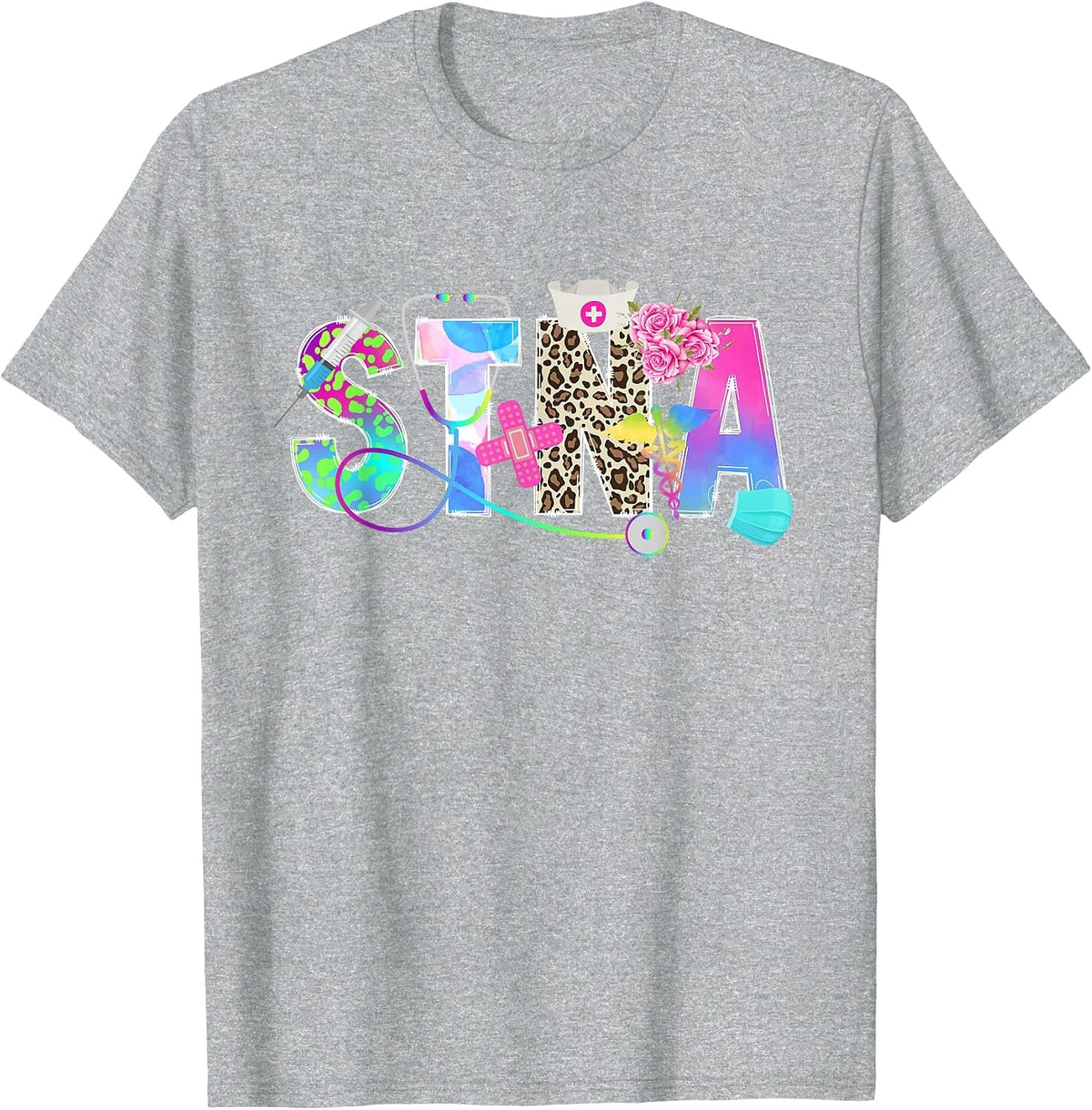 STNA State Tested Nursing Assistant Cute STNA Nurse T-Shirt - Heather Grey