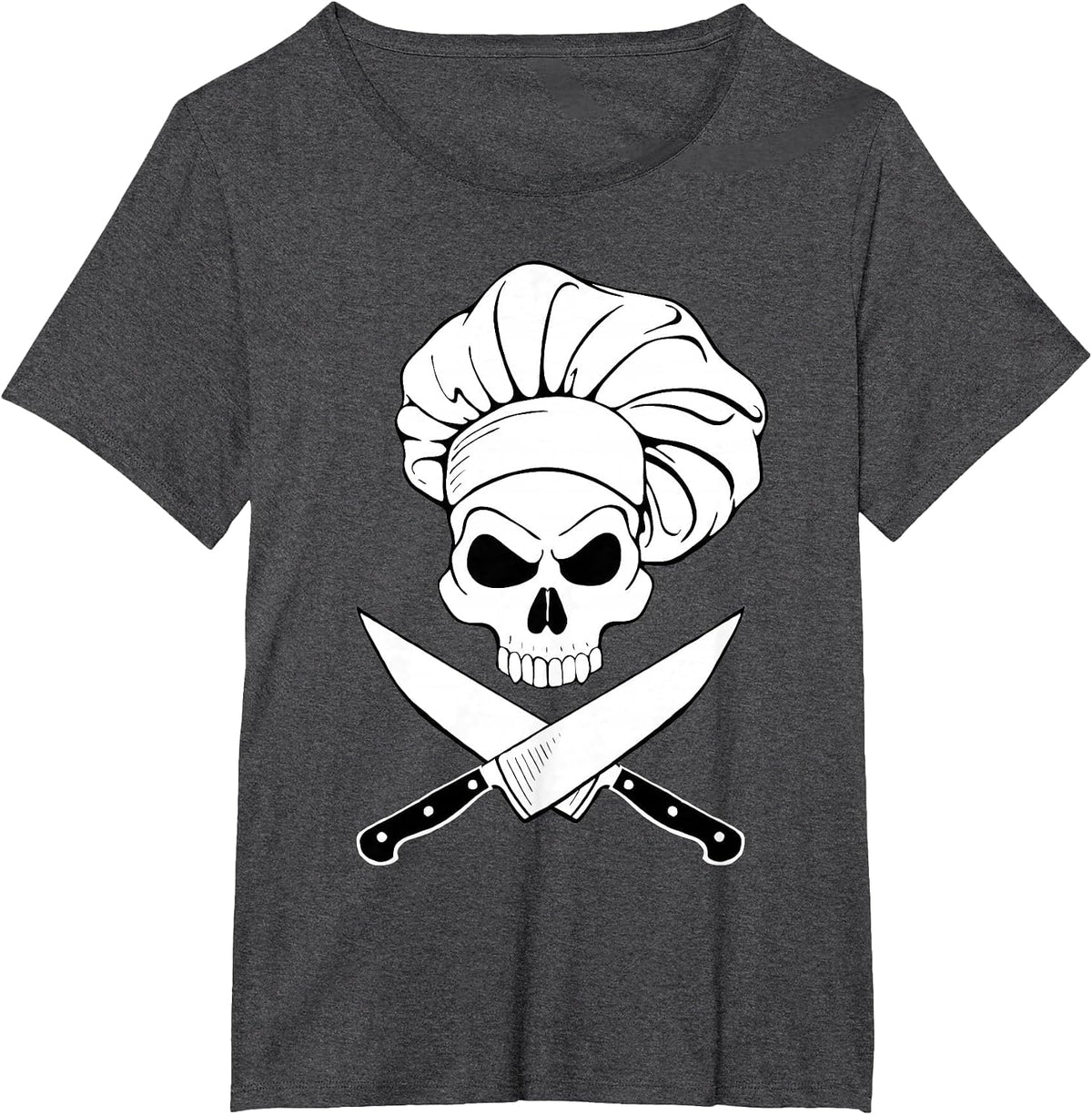 Chef Skull and Crossbones Knives Tshirt T-Shirt - Dark Heather Grey