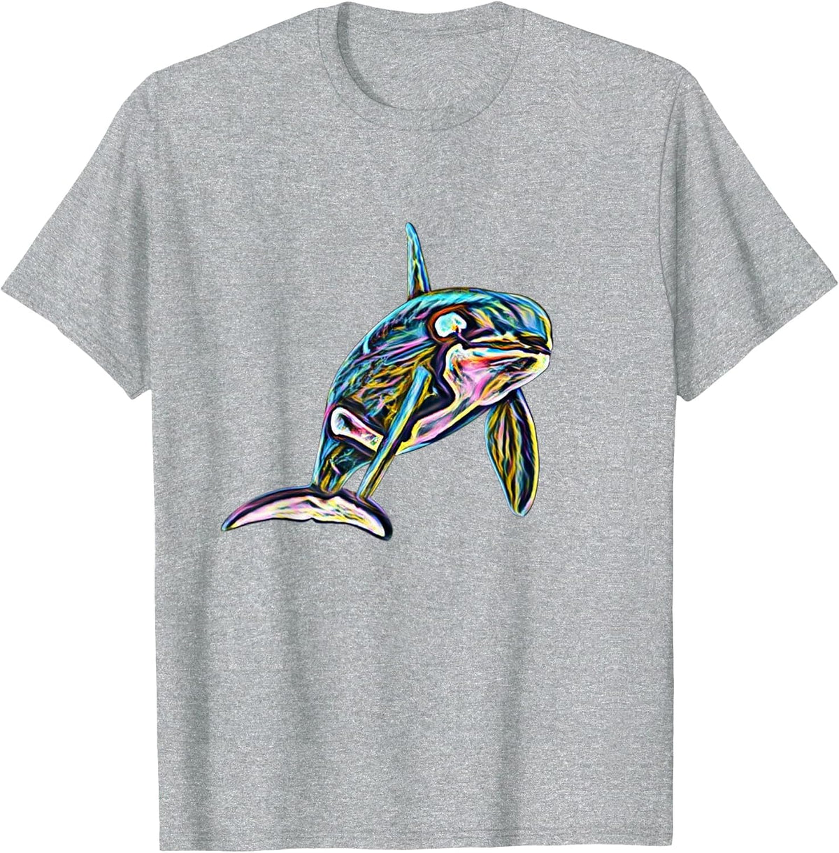 Orca Motif Whale Ocean Predator Design T-Shirt - Heather Grey