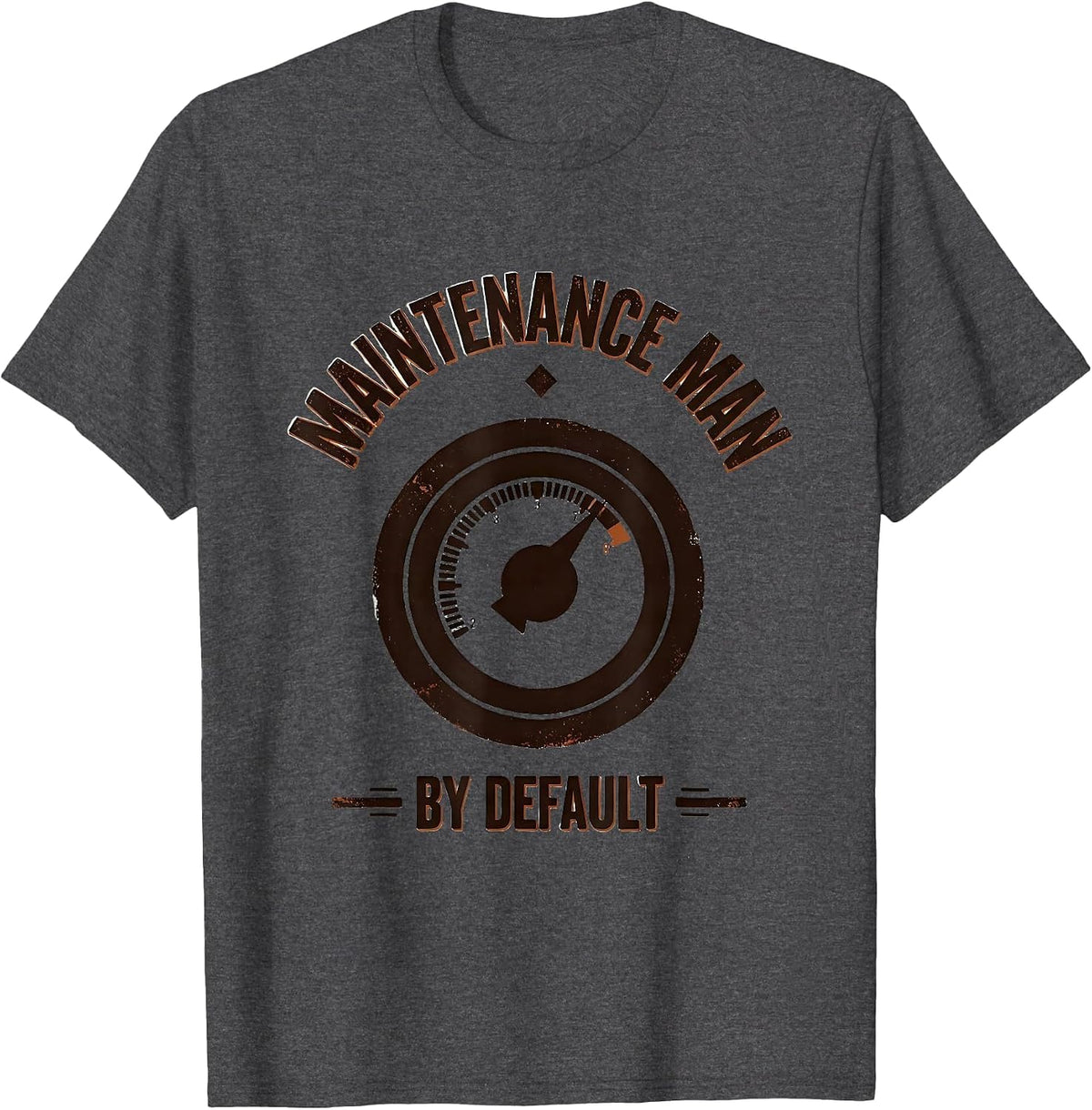 Men's Maintenance Man By Default Vintage HVAC Technician Workplace T-Shirt - Dark Heather Grey