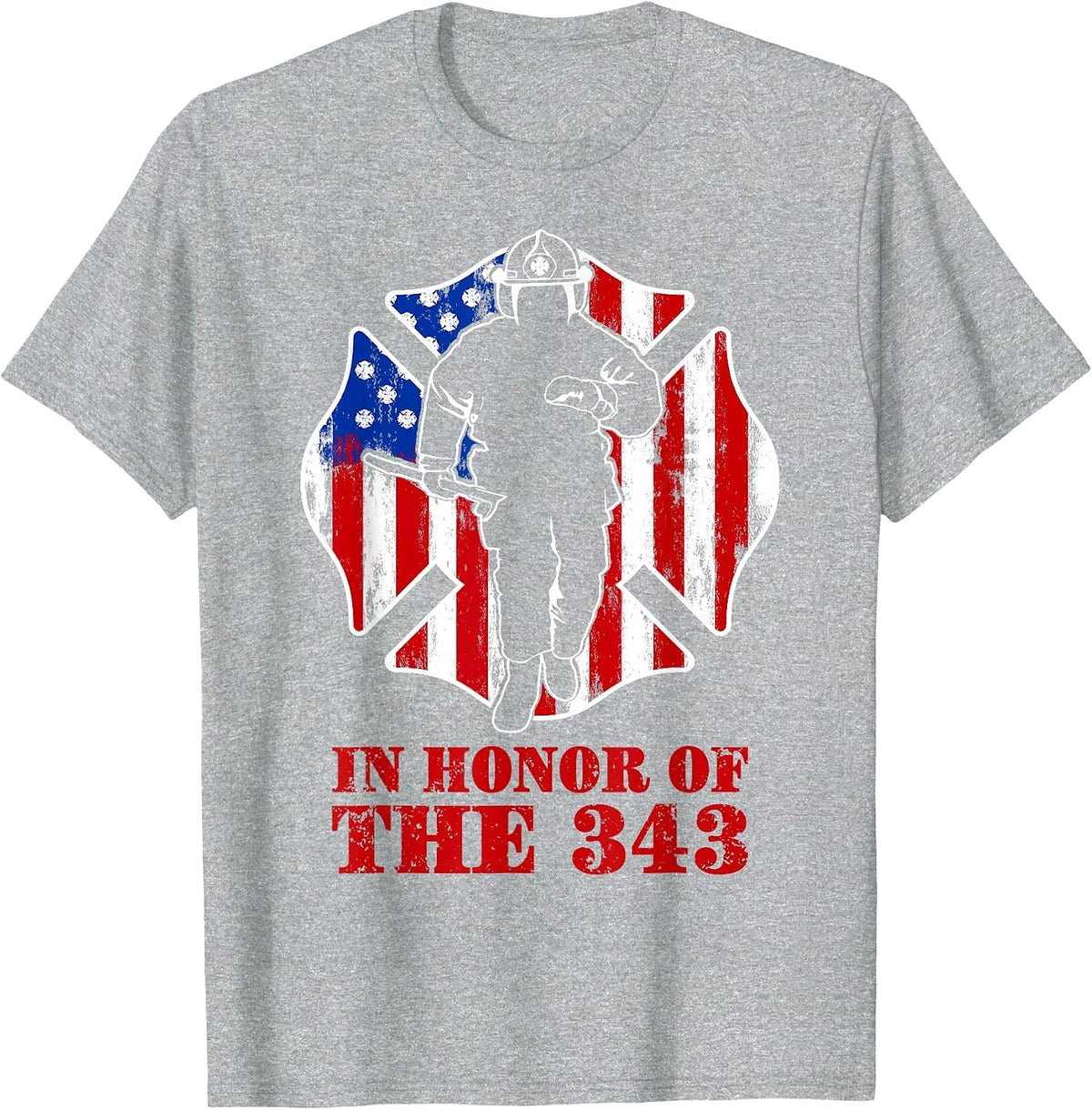 in Erinnerung und Ehre Werden wir nie vergessen 343 Fireman T-Shirt - Heather Grey