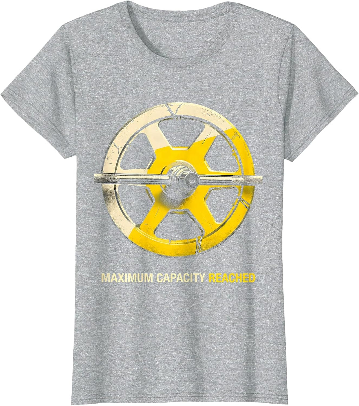 Women's Maximum Capacity Reached Funny Gym Workout Weightlifting T-Shirt - Heather Grey