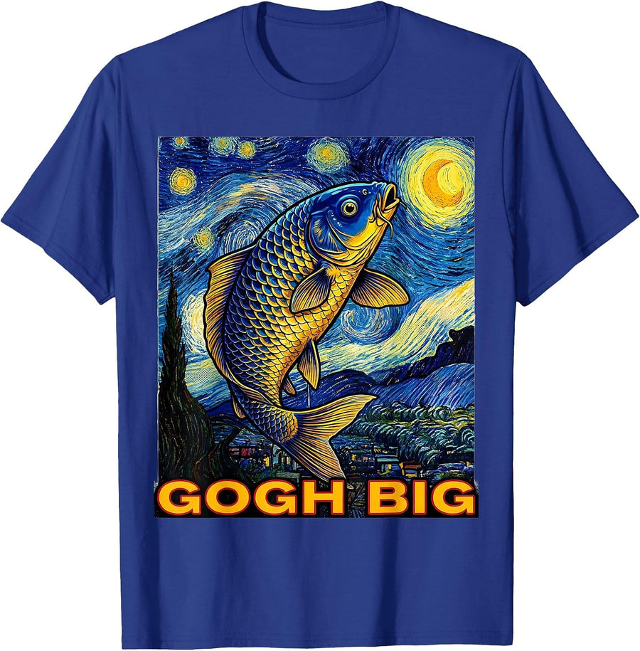 gogh big Pop Art Koi Fish Animal Lover Parody T-Shirt - Royal Blue