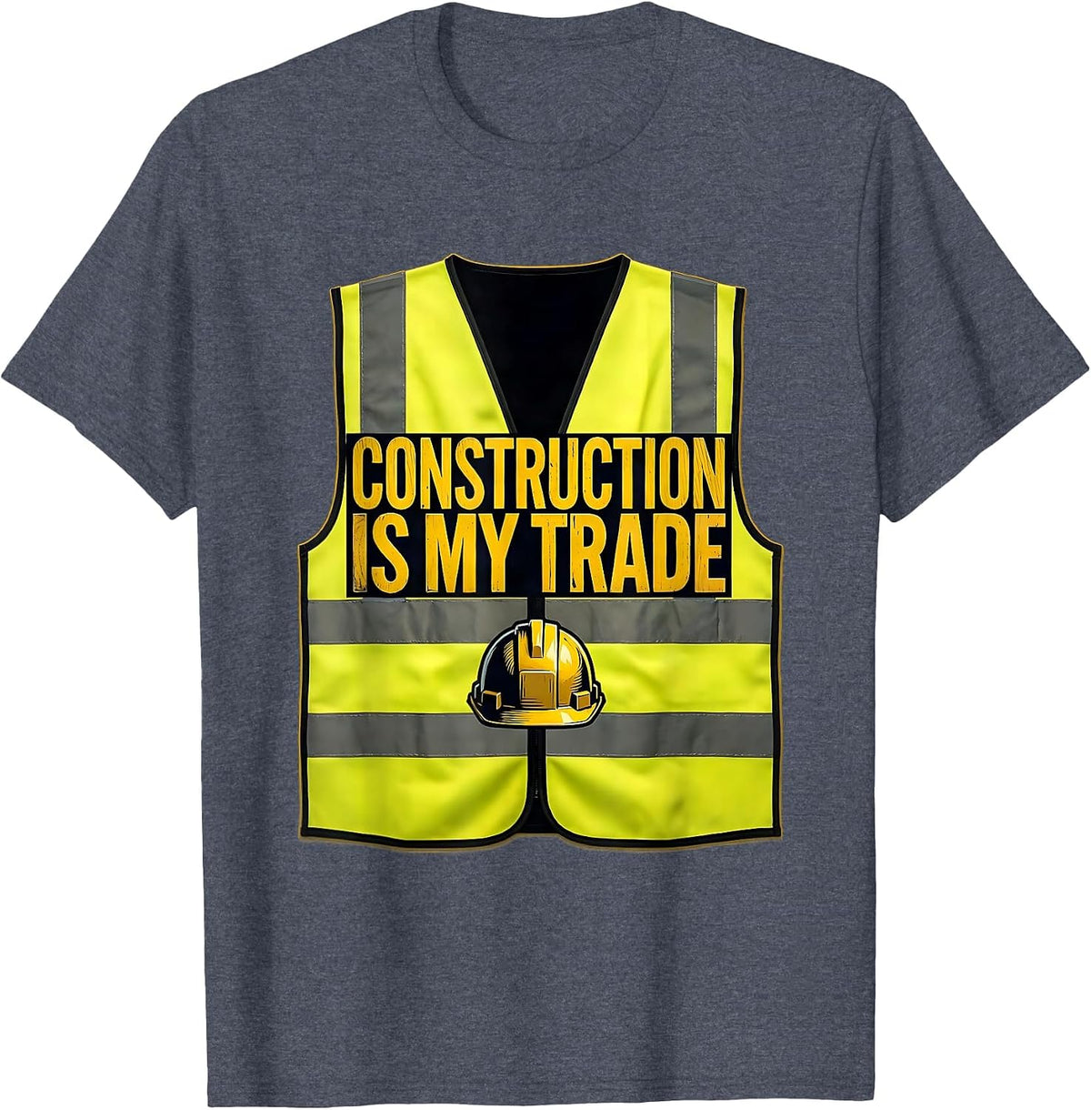 Construction Is My Trade Wood Type Letterpress Trade Worker T-Shirt - Heather Blue