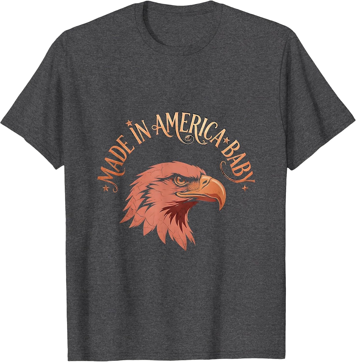 Made in America Baby Patriotic USA Design T-Shirt - Dark Heather Grey