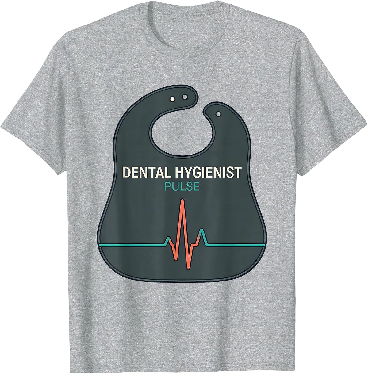 Men's Dental Hygienist Pulse Flat Vector Occupational Pride T-Shirt - Heather Grey