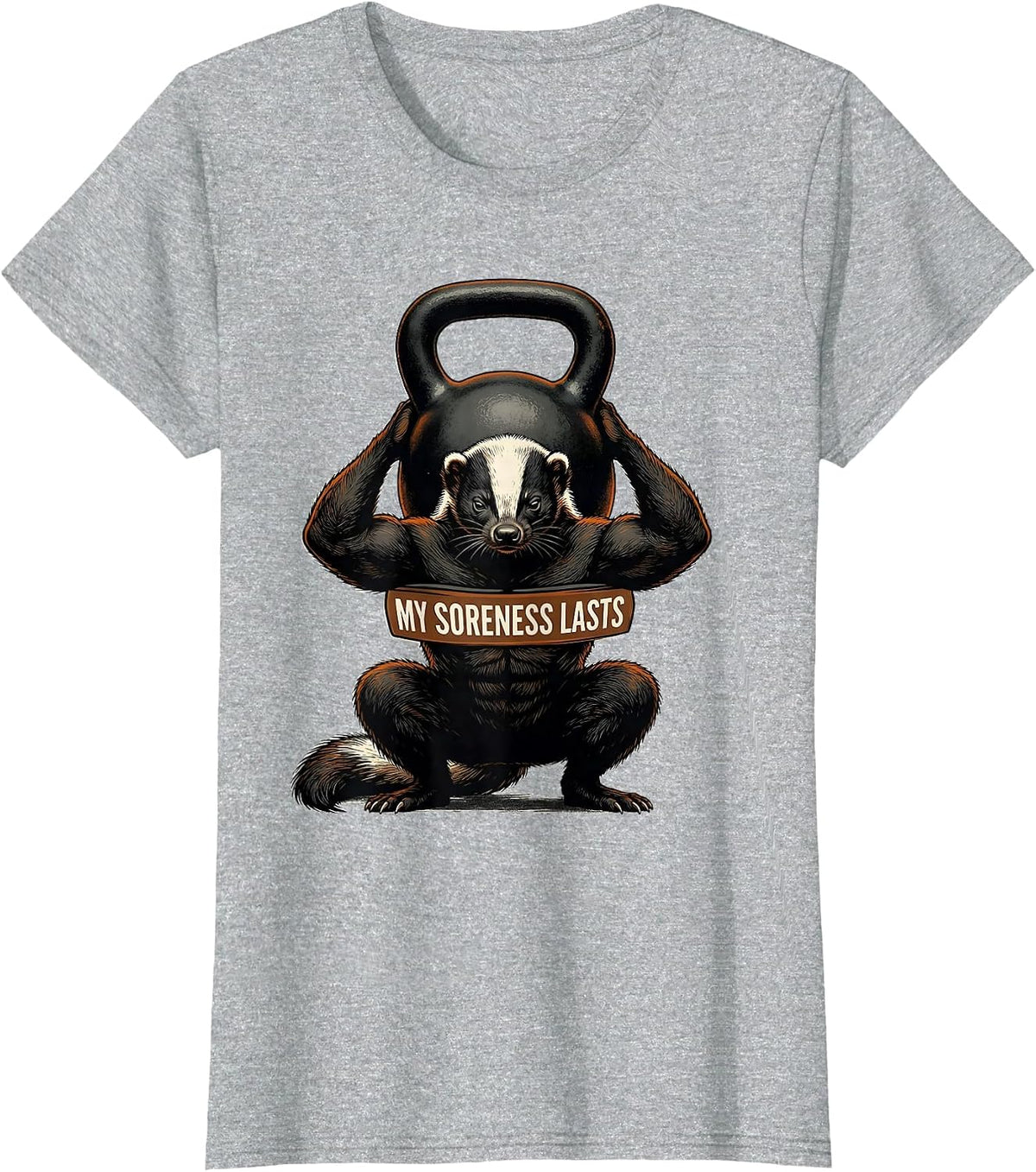 My Soreness Lasts Funny Gym Workout Weightlifting Humor T-Shirt - Heather Grey