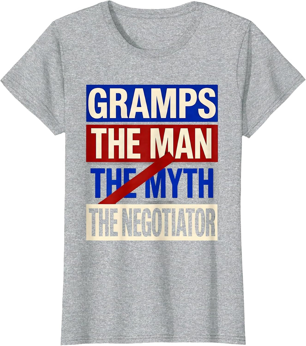 Women's Gramps The Man The Myth The Negotiator Funny Grandpa Gift T-Shirt - Heather Grey