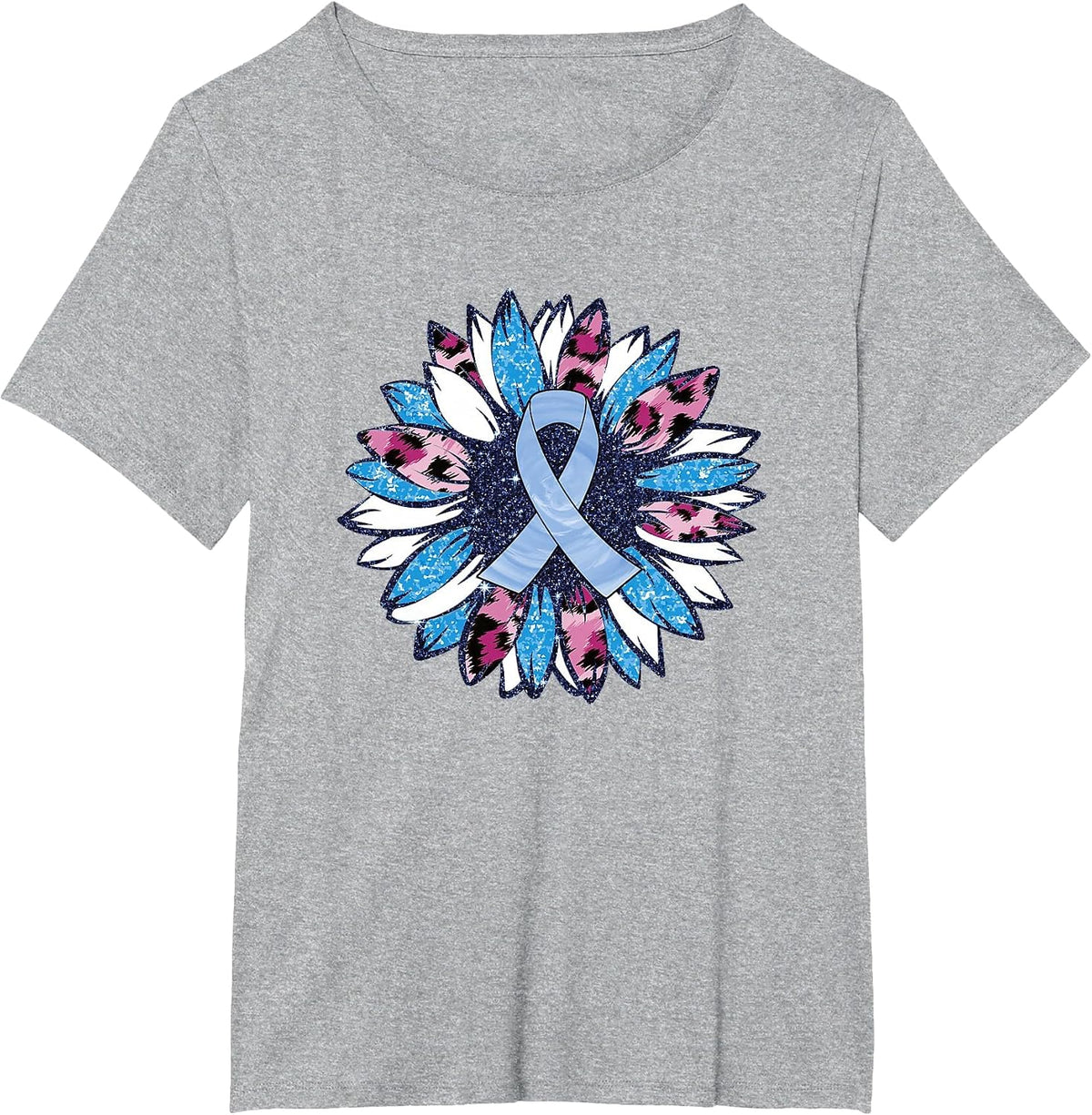 Blue Sunflower Diabetes Awareness Men Women Warrior T-Shirt - Heather Grey