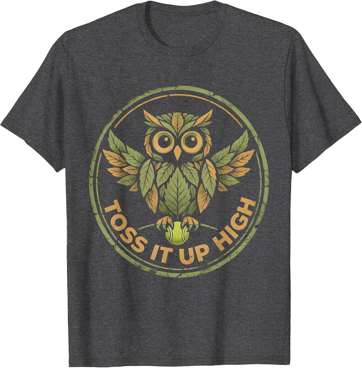 Toss It Up High Tennis Graphic Design T-Shirt - Dark Heather Grey