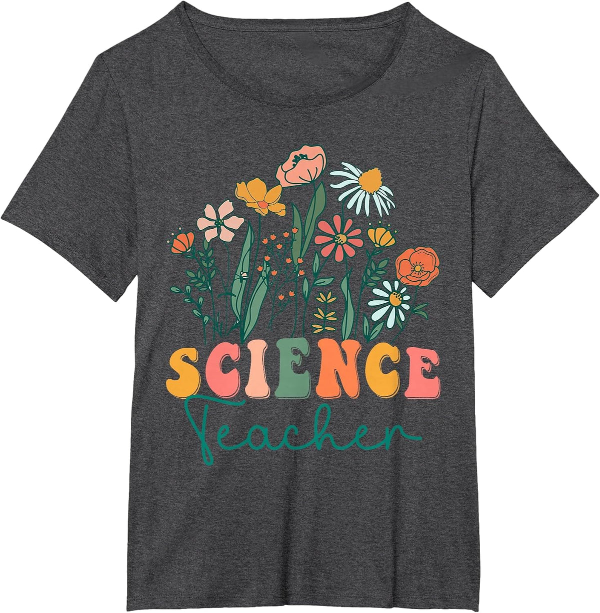 Groovy Wildflower Science Teacher Tees T-Shirt - Dark Heather Grey