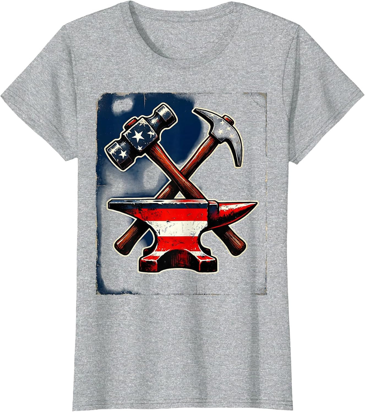 Labor Day Blacksmith Anvil Graphic Design T-Shirt - Heather Grey