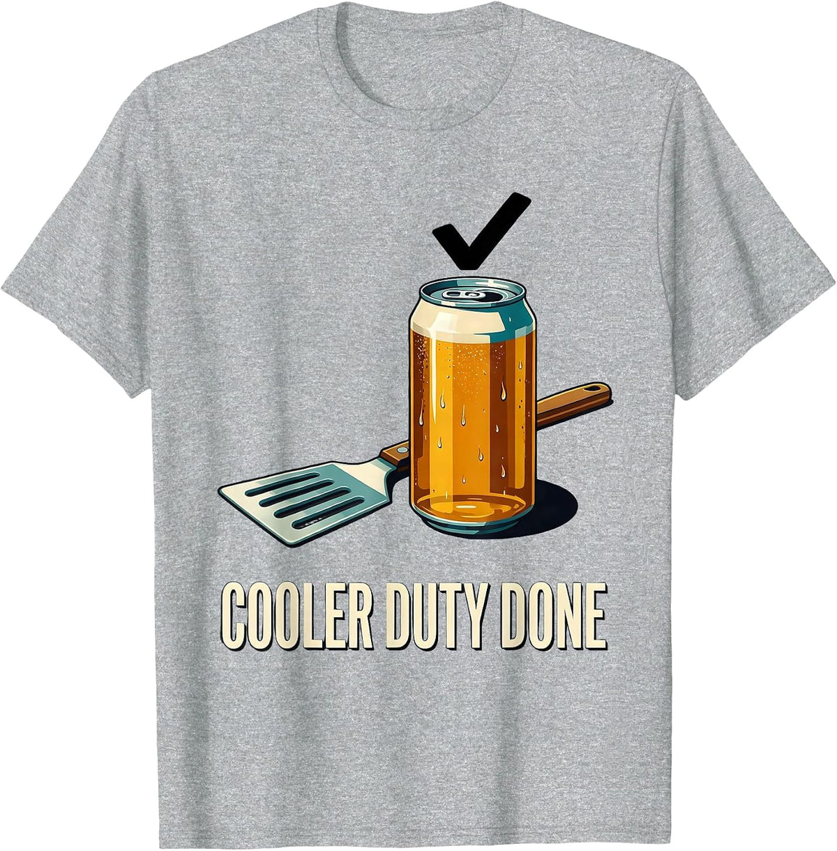 Men's Cooler Duty Done Midcentury Modern Labor Day Cookout Beer T-Shirt - Heather Grey